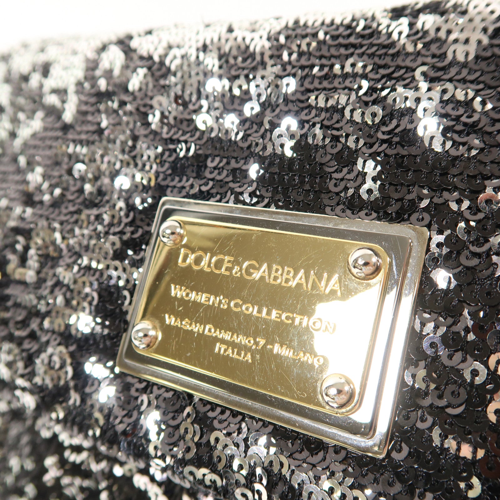 D&G 亮片Miss Charles Flag Bag鏈帶肩背袋