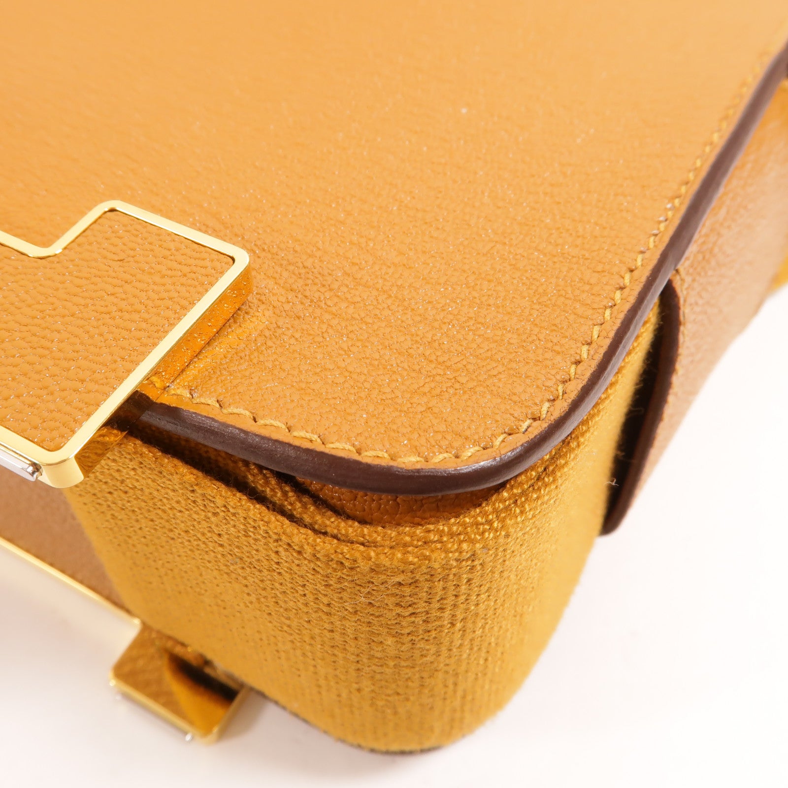 HERMES Chevre皮革Geta肩背袋Caramel