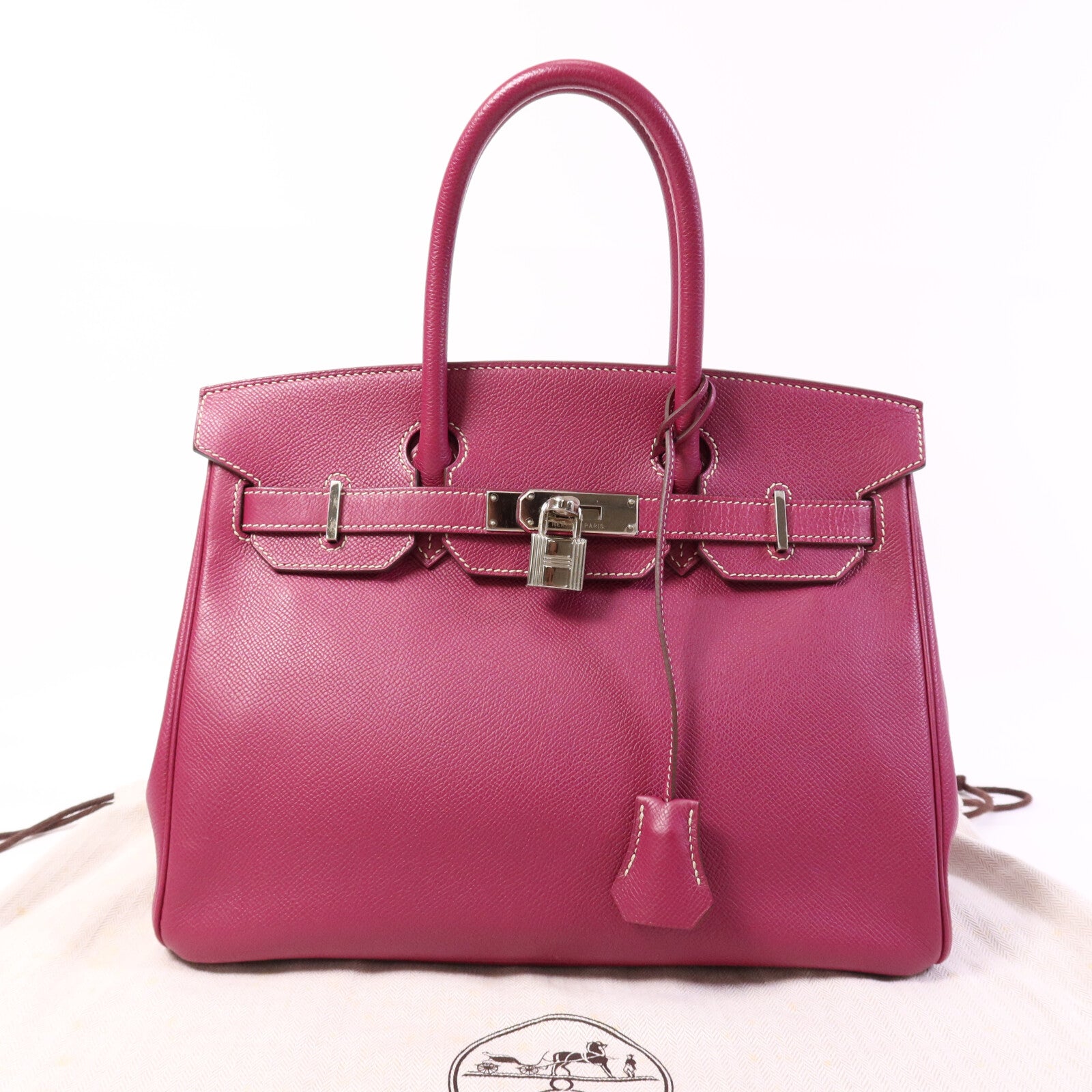 HERMES Epsom皮革Birkin 30銀扣手挽袋Tosca/Rose Tyrien