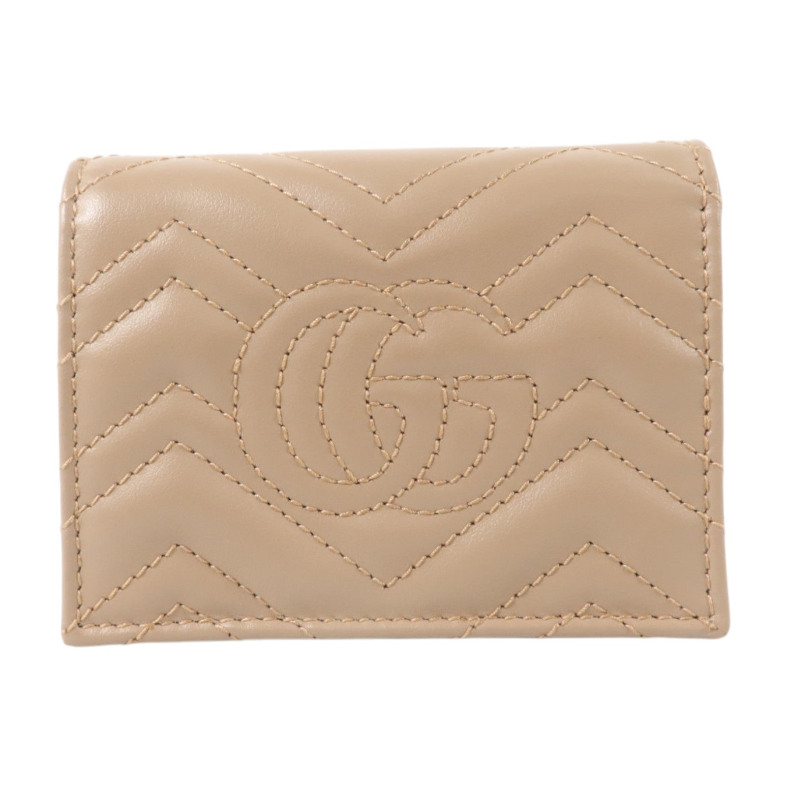 GUCCI 牛皮皮革GG Marmont Card Case Wallet金扣錢包
