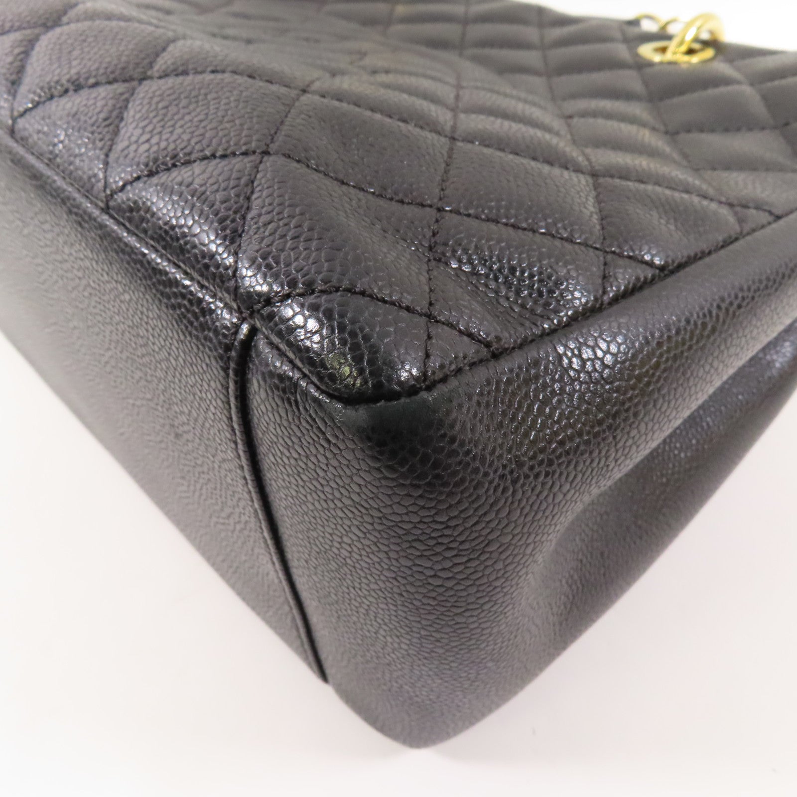 CHANEL 牛皮皮革GST Grand Shopping Tote Bag金扣鏈帶肩背袋