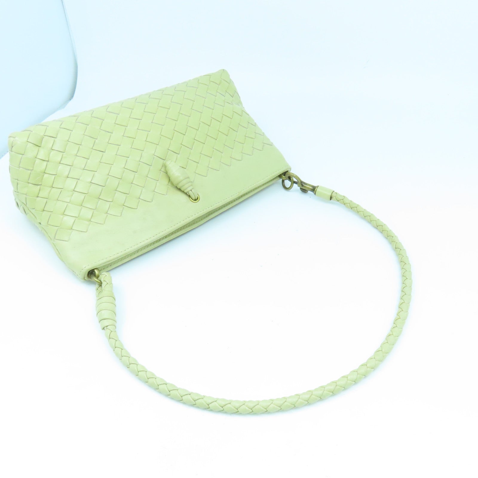 BOTTEGA VENETA 【激減優惠】羊皮皮革Shoulder Bag金扣肩背袋淺黃色