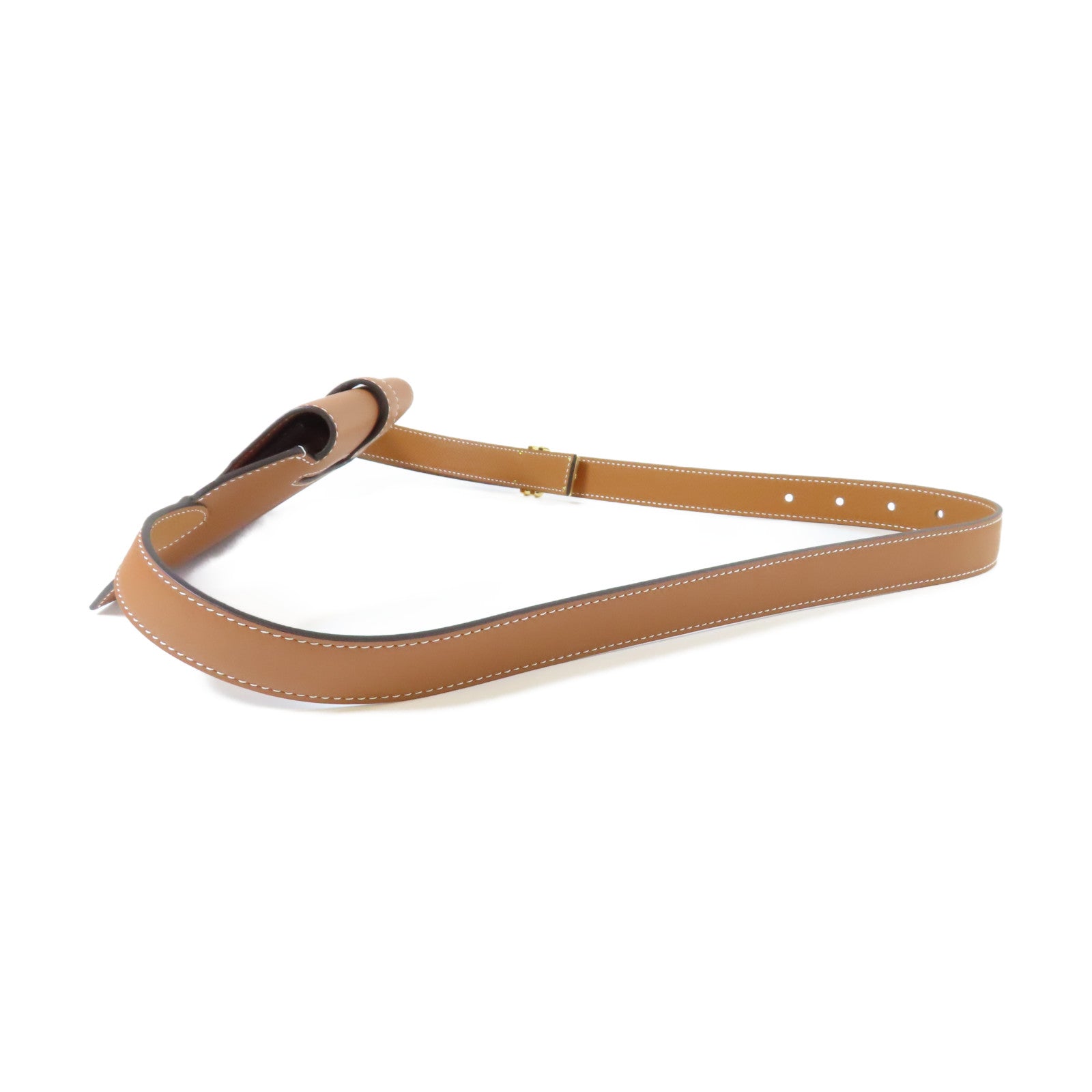 HERMES 【激減優惠】Swift皮革Elan Pocket 24 Belt金扣皮帶金色/經典駝色