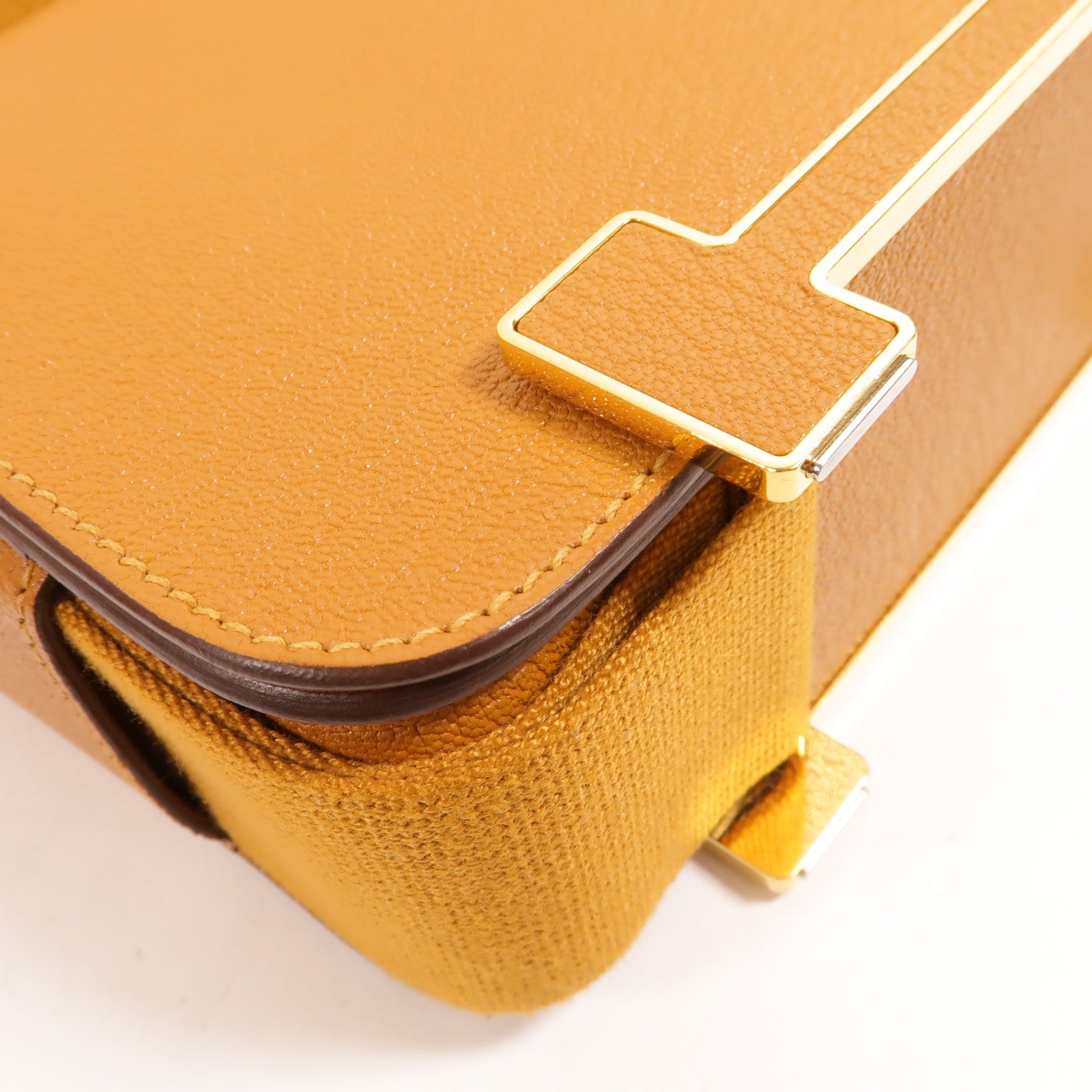 HERMES Chevre皮革Geta肩背袋Caramel