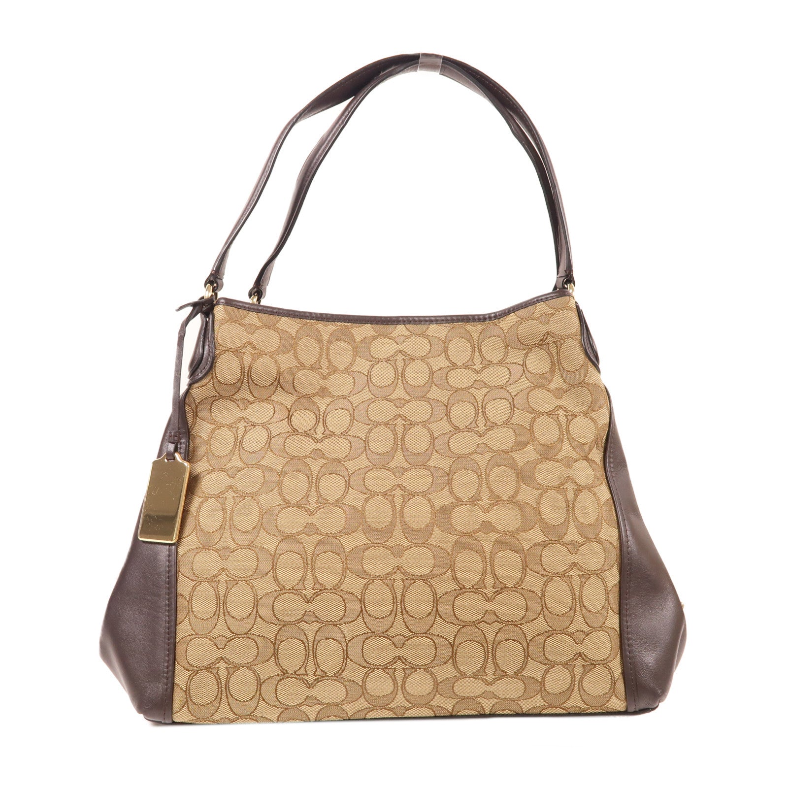 COACH 帆布Shoulder Bag金扣肩背袋棕色
