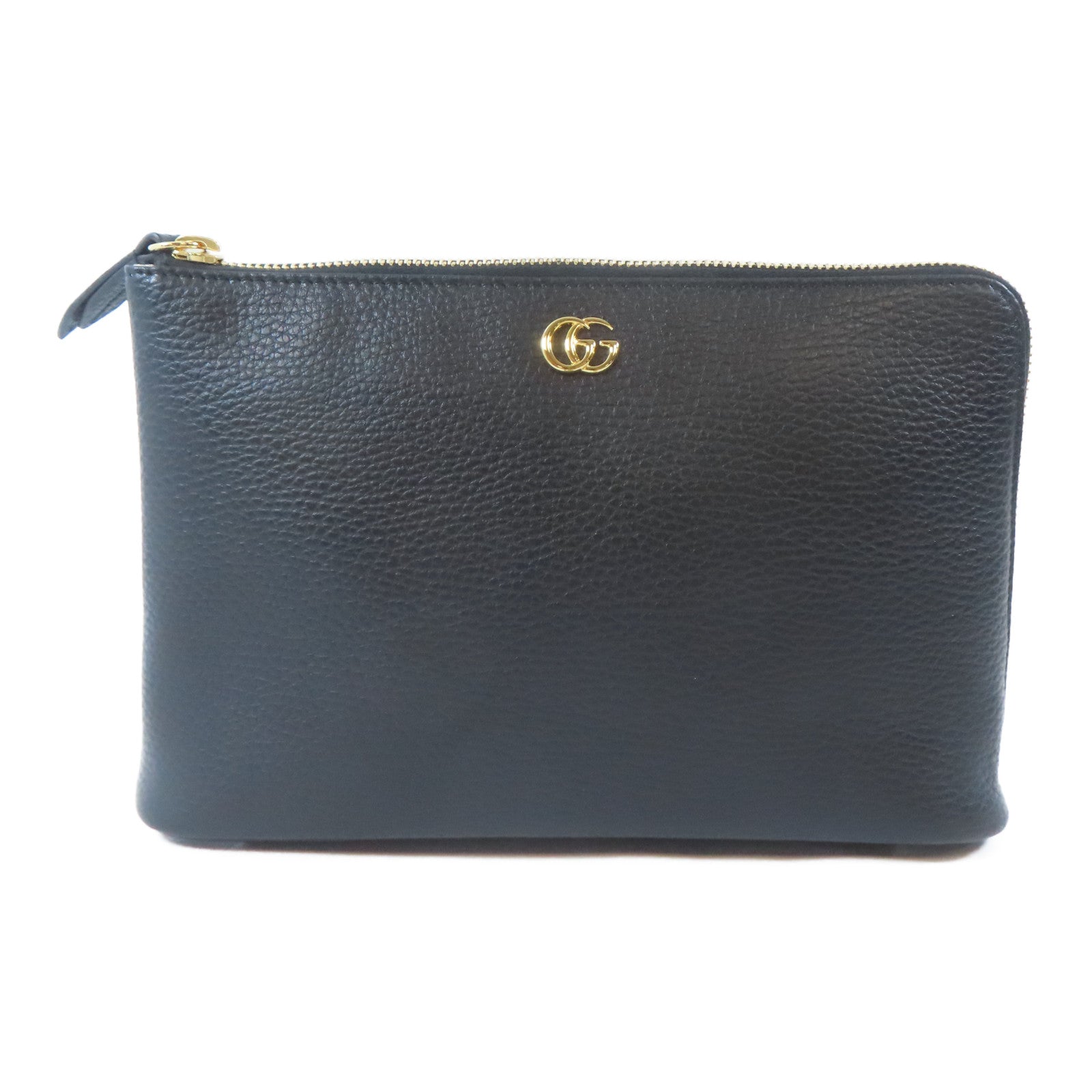GUCCI 牛皮皮革Pouch金扣手拿包黑色