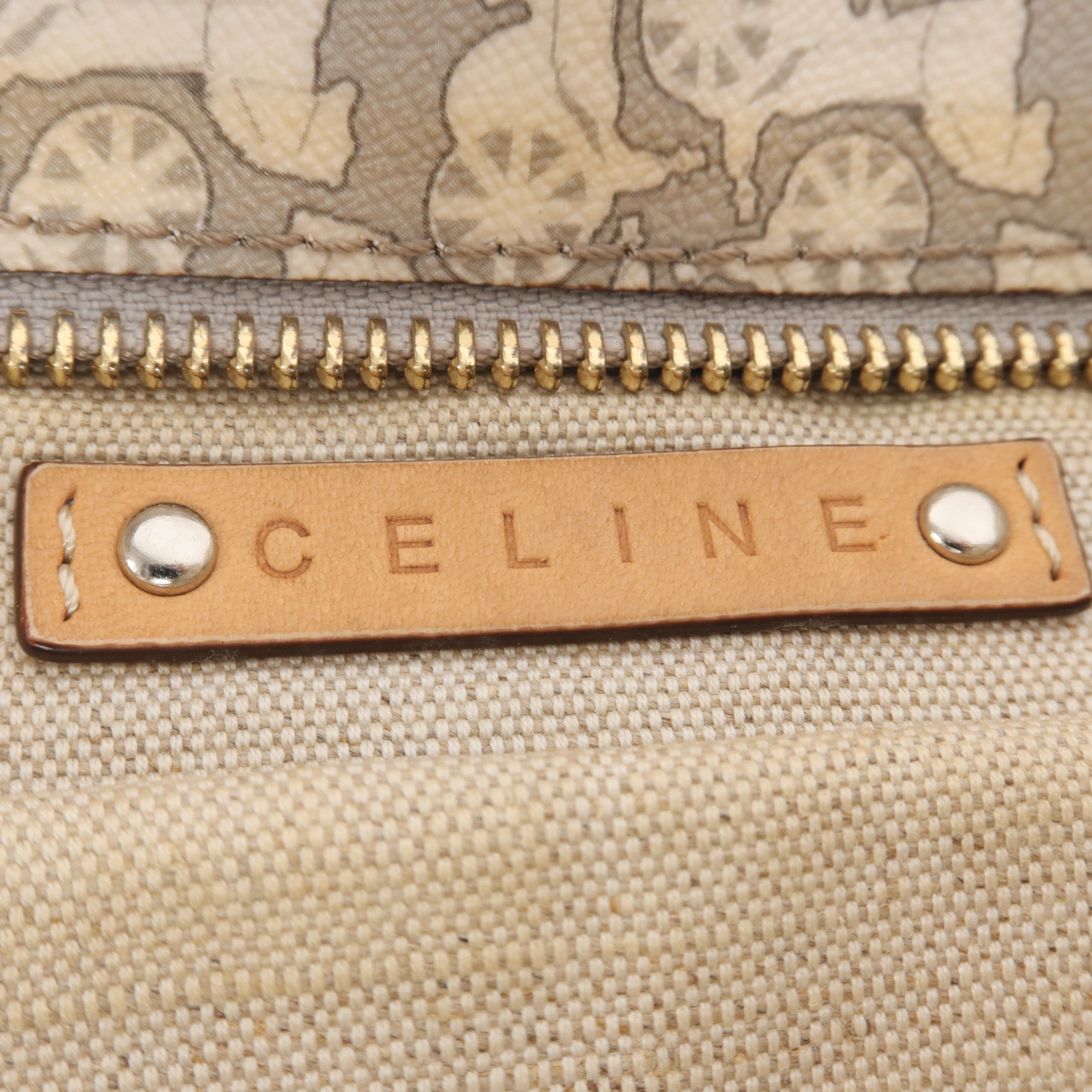CELINE 塗層帆布Tote Bag銀扣手挽袋