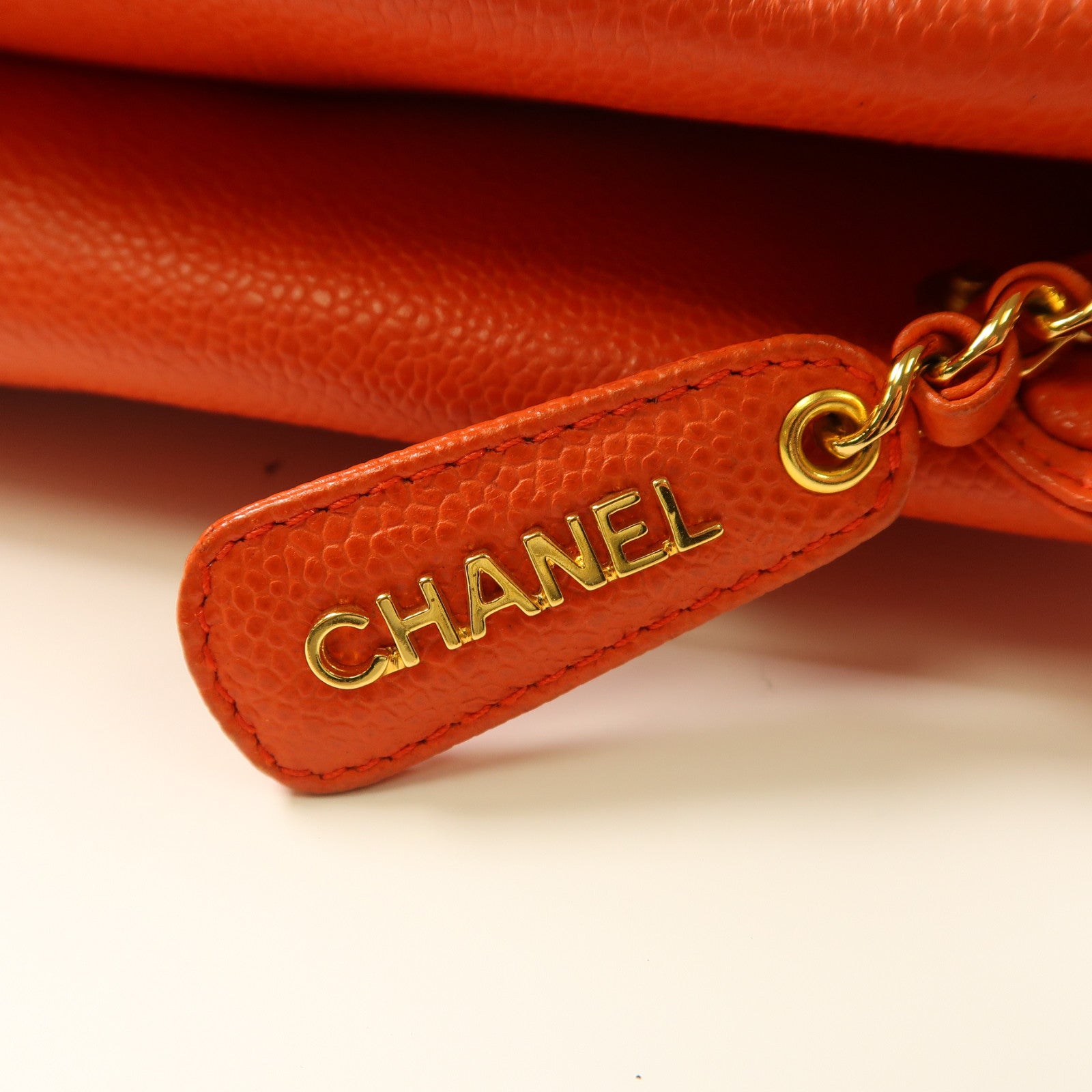 CHANEL (PRICE DOWN) CC GHW Shoulder Bag Calfskin Leather Orange