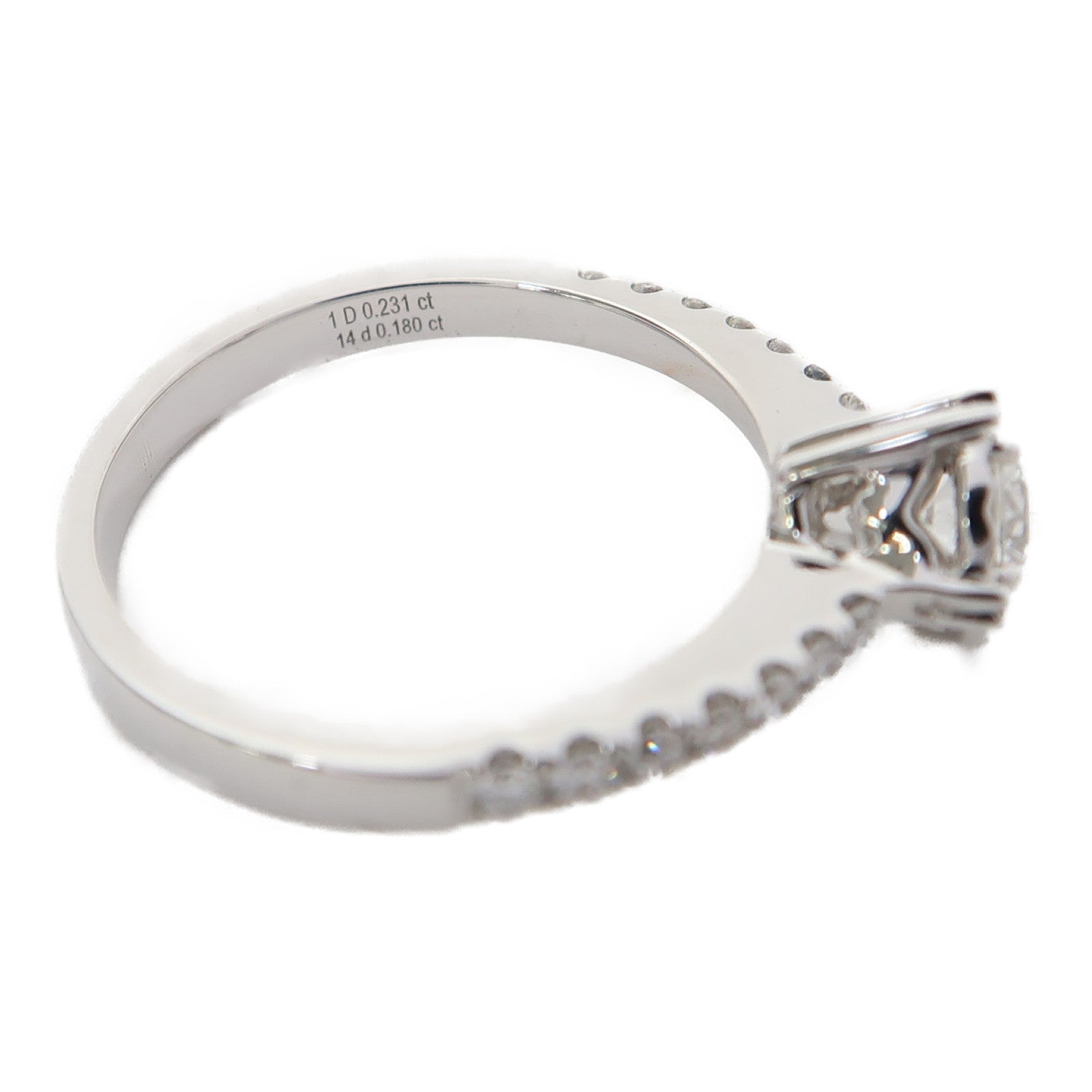 JEWELRY 18K白金Ring 0.23ct鑽石/0.18ct鑽石戒指US#5.75