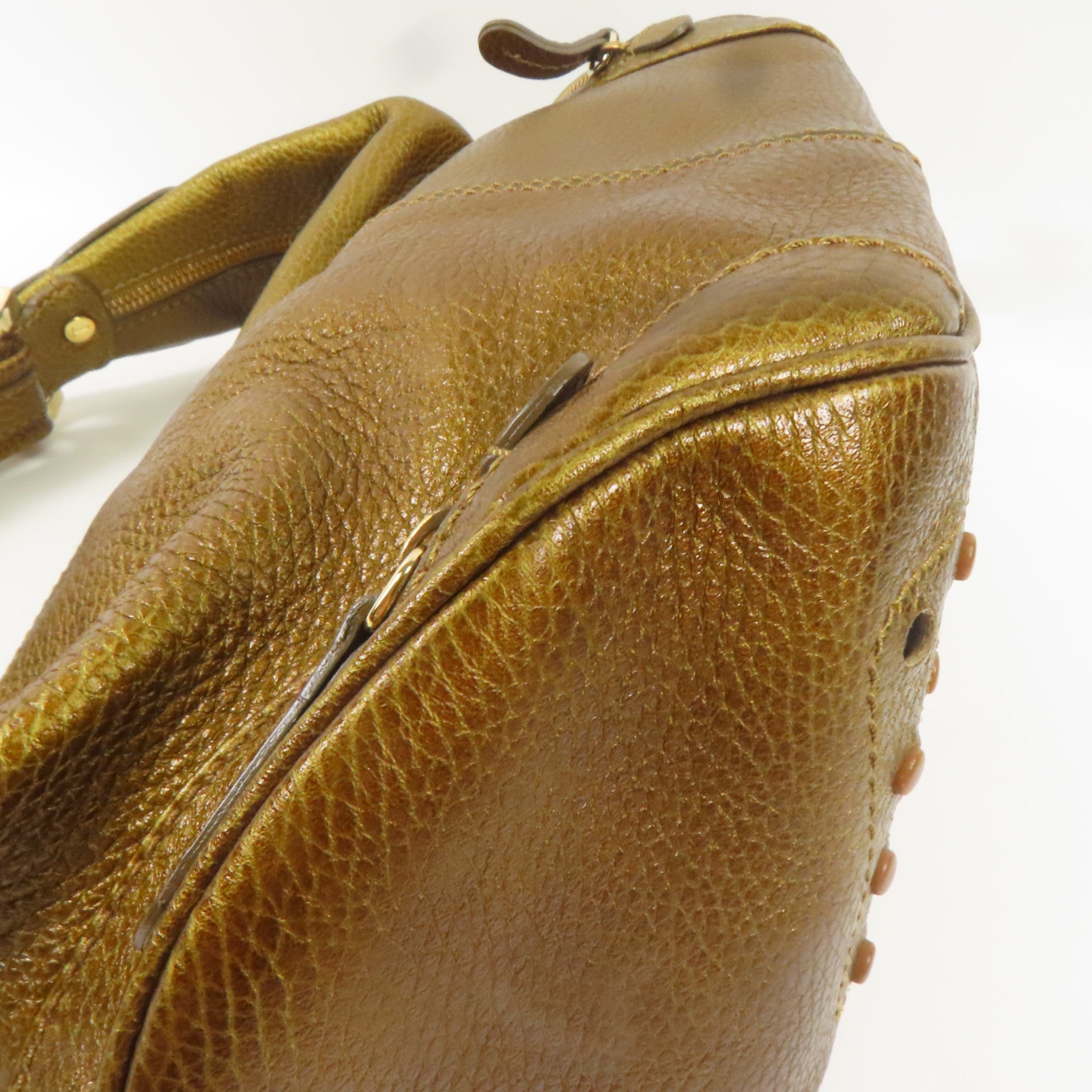 TOD'S 牛皮皮革Shoulder Bag金扣肩背袋金色