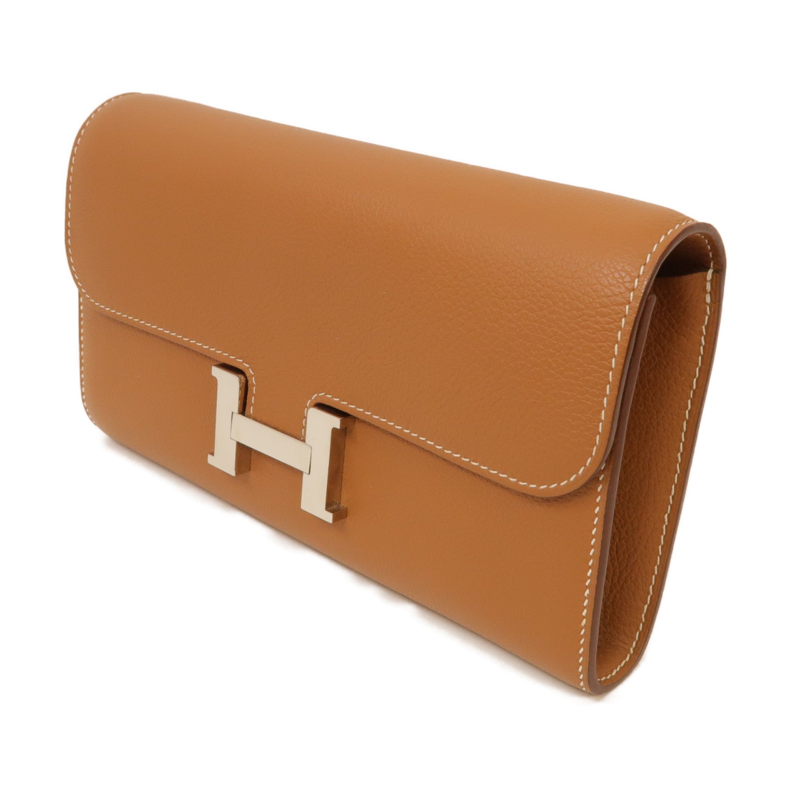 HERMES Evercolor皮革Constance To Go Shoulder Bag銀扣肩背袋經典駝色
