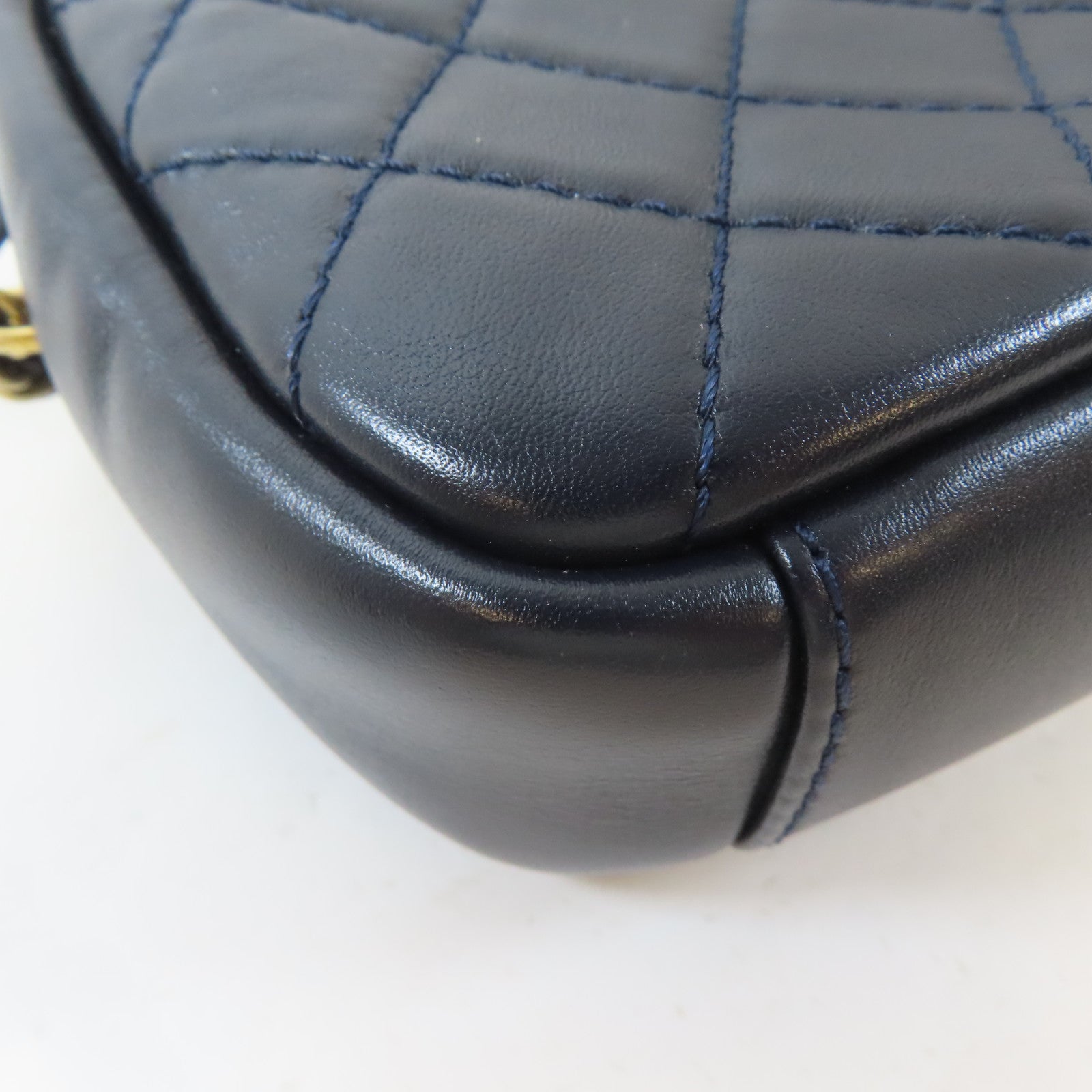 CHANEL 【激減優惠】菱格牛皮皮革Chain Shoulder Bag金扣肩背袋深藍色