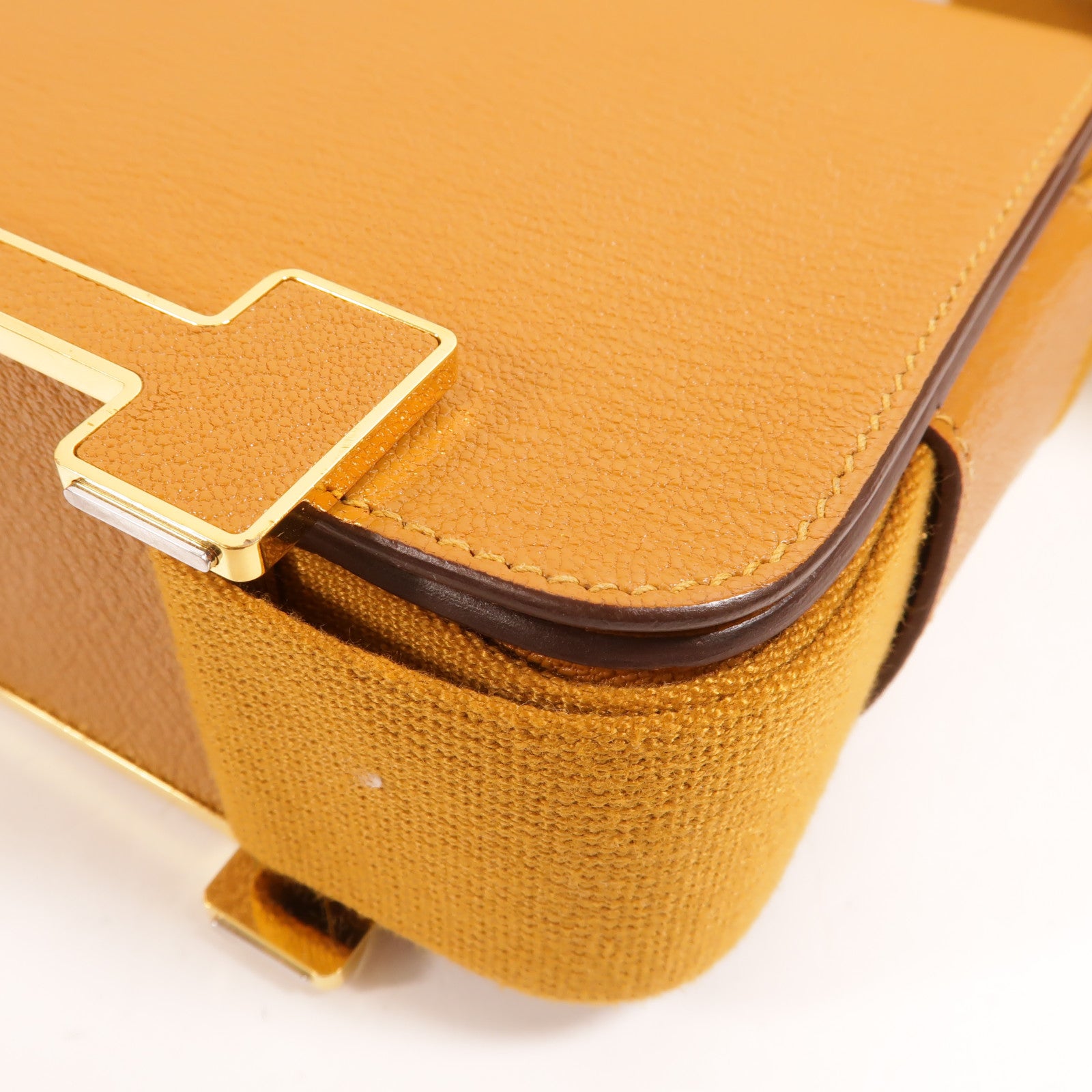 HERMES Chevre皮革Geta肩背袋Caramel