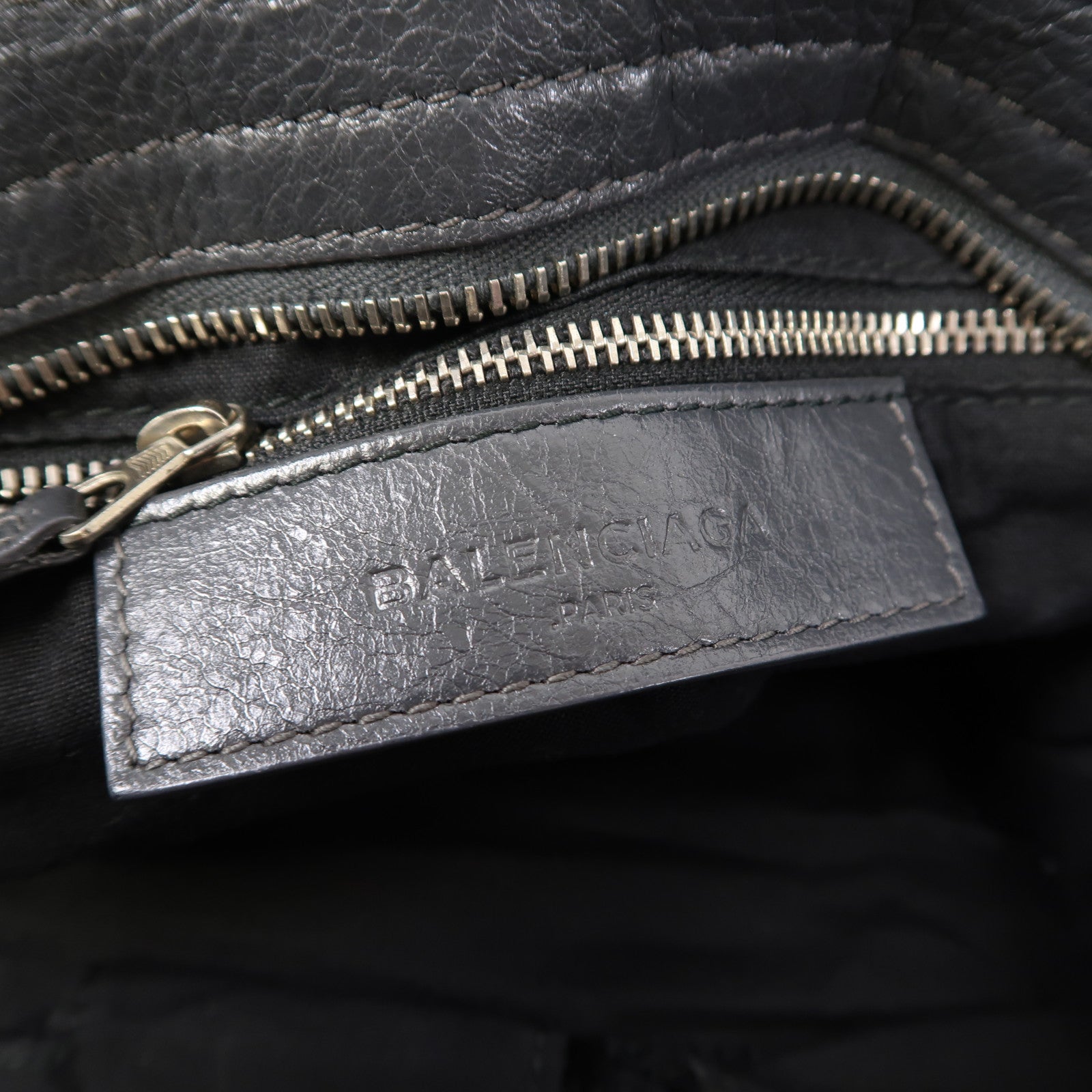 BALENCIAGA 牛皮皮革Giant City Bag銀扣手挽肩背兩用袋灰色