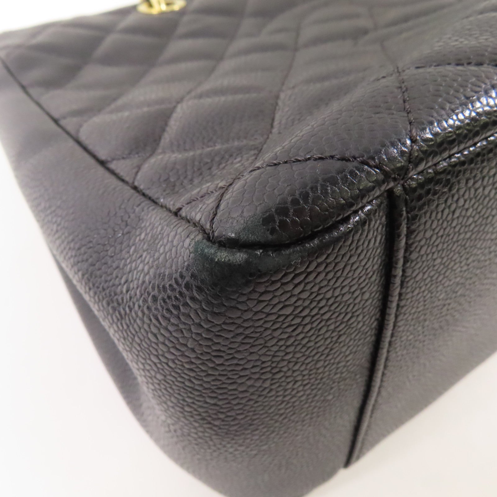CHANEL 牛皮皮革GST Grand Shopping Tote Bag金扣鏈帶肩背袋
