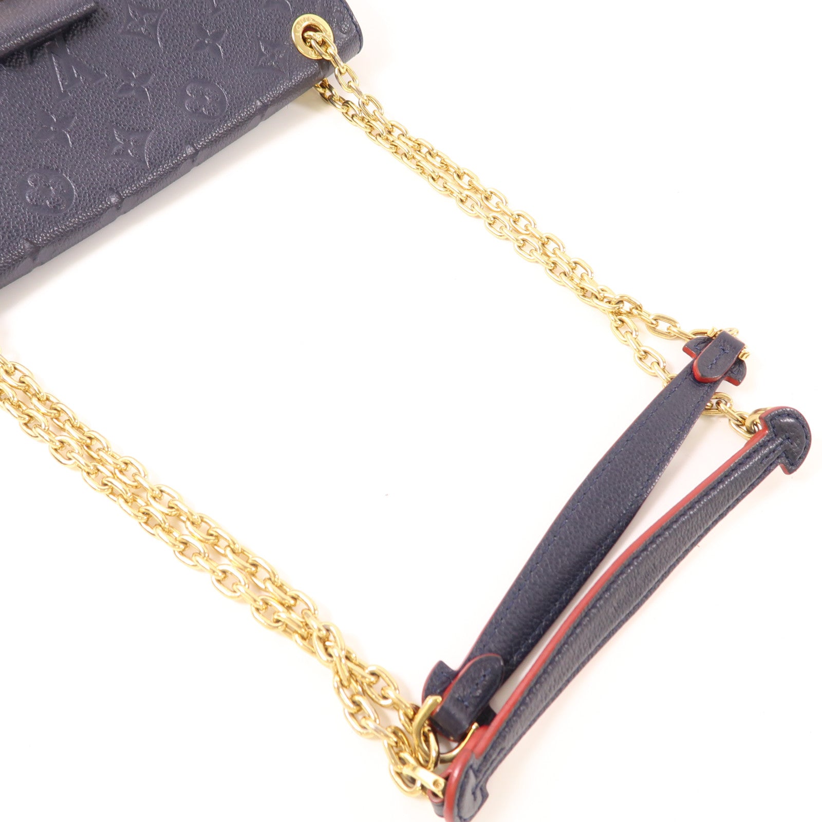 LOUIS VUITTON Monogram Empreinte Vavin PM金扣肩背袋深藍色