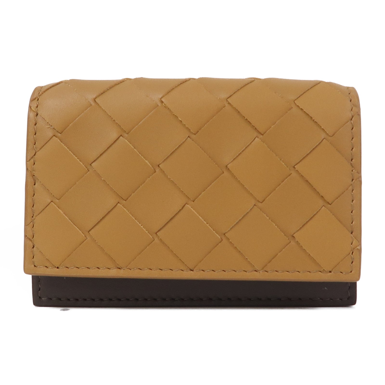 BOTTEGA VENETA 【激減優惠】織紋皮革Card Case卡片套棕色/淺棕色