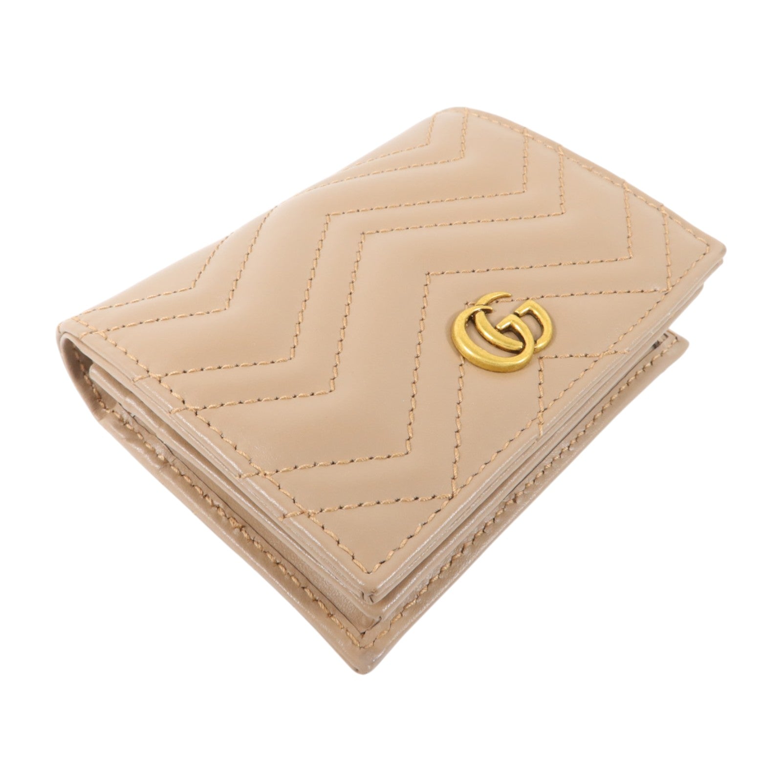 GUCCI 牛皮皮革GG Marmont Card Case Wallet金扣錢包