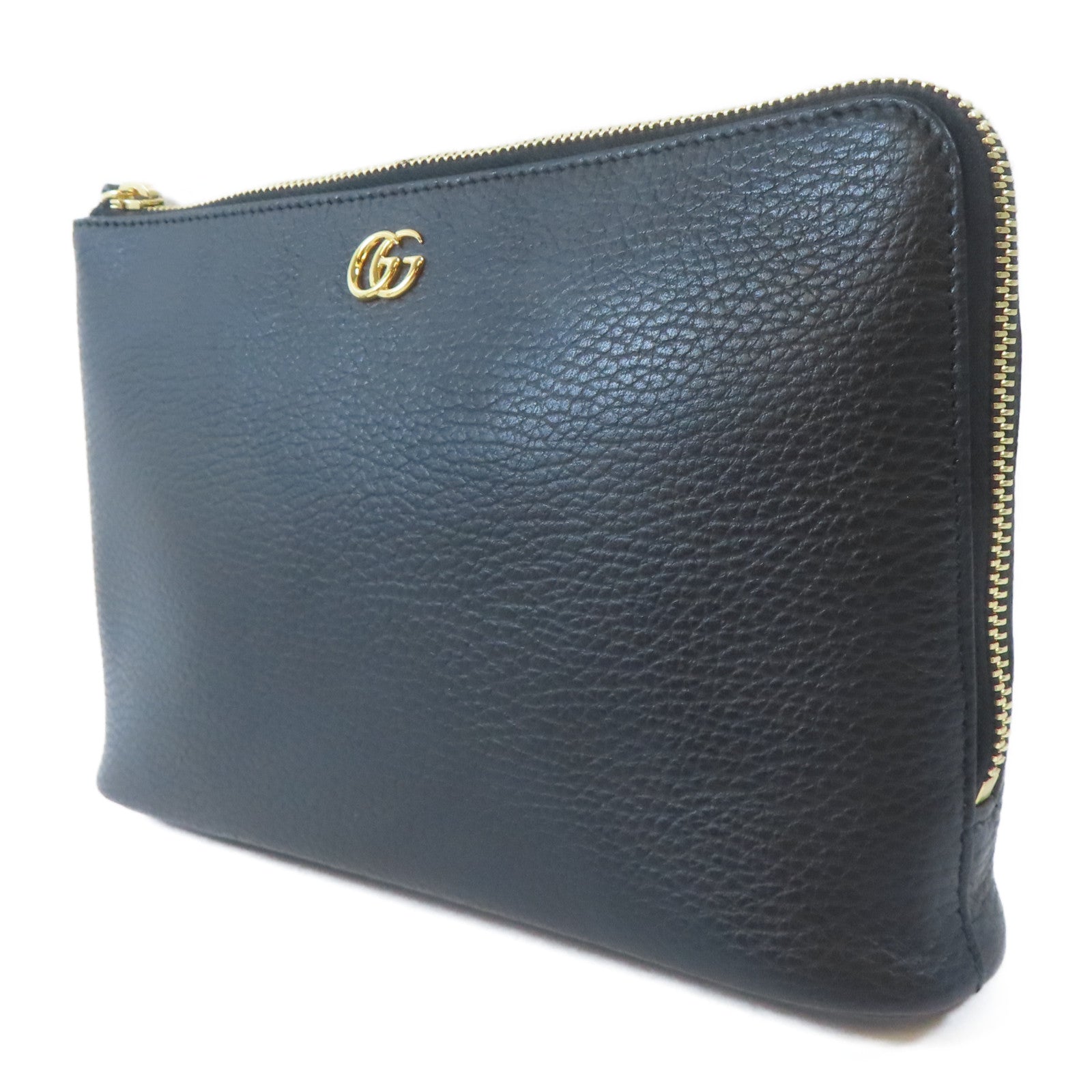 GUCCI 牛皮皮革Pouch金扣手拿包黑色