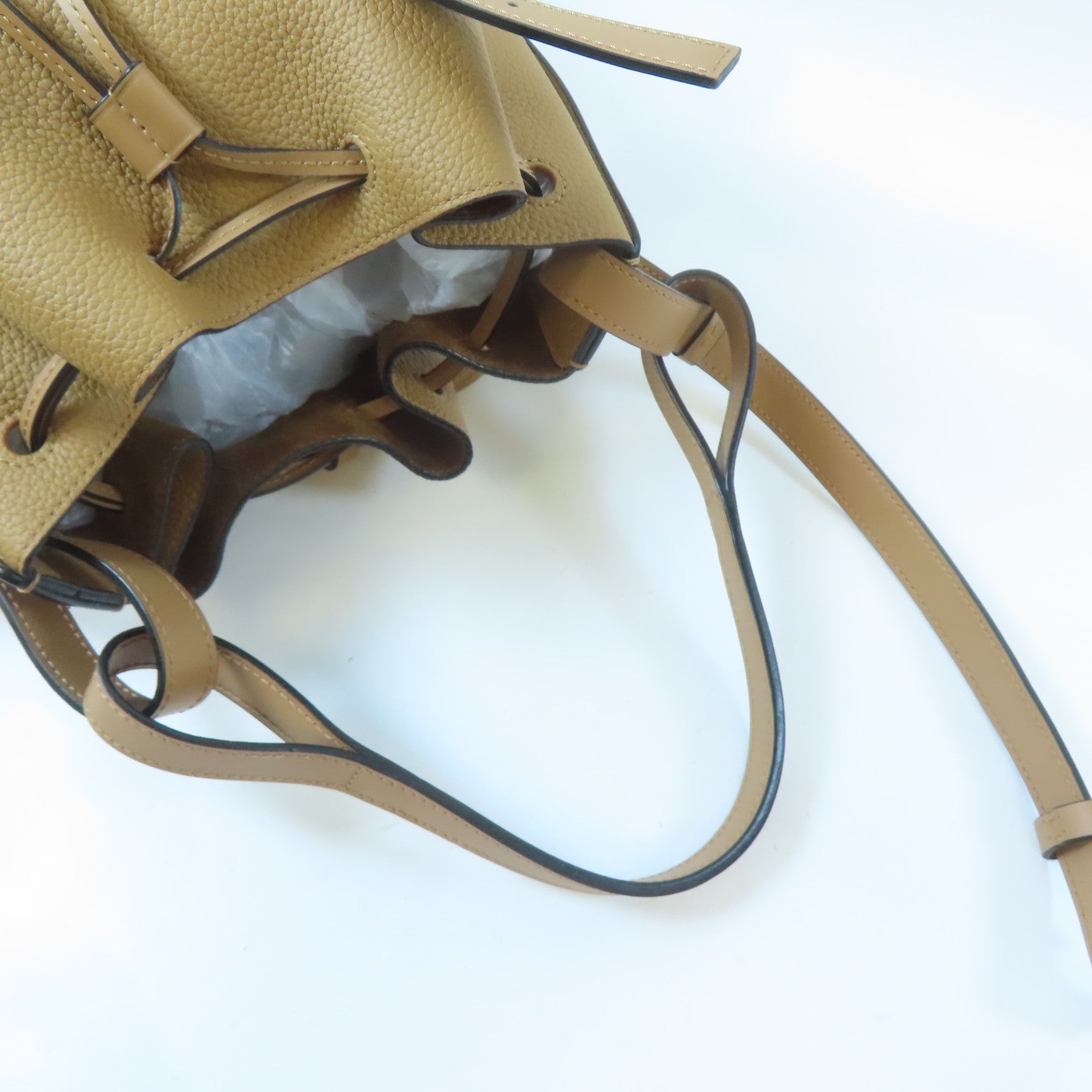 LOEWE 牛皮皮革Balloon Bag銀扣手挽肩背兩用袋啡色