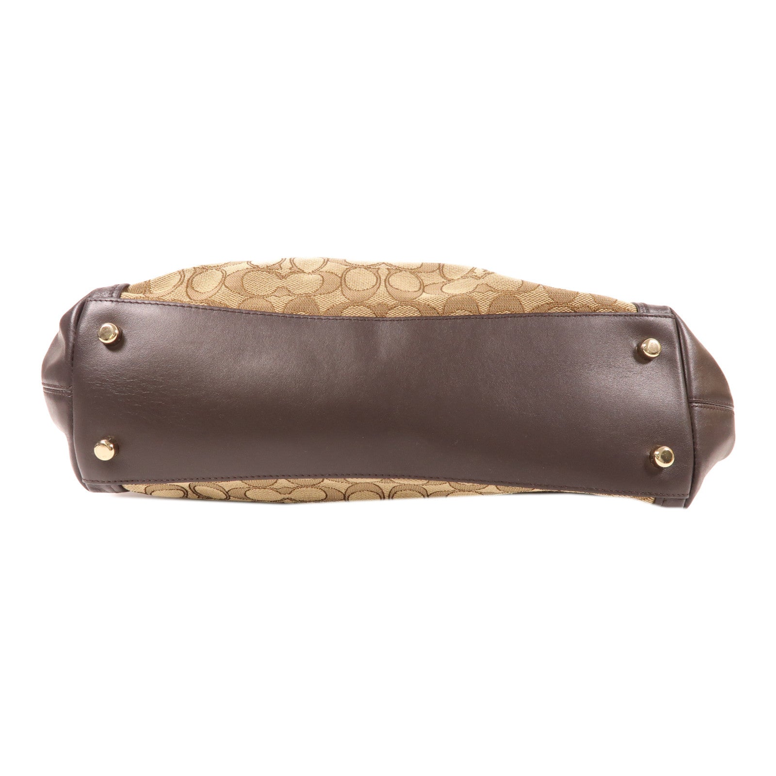 COACH 帆布Shoulder Bag金扣肩背袋棕色