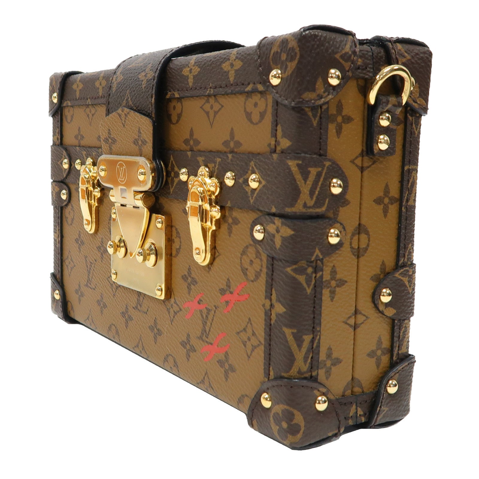 LOUIS VUITTON Monogram Reverse Petite Malle金扣肩背袋啡色
