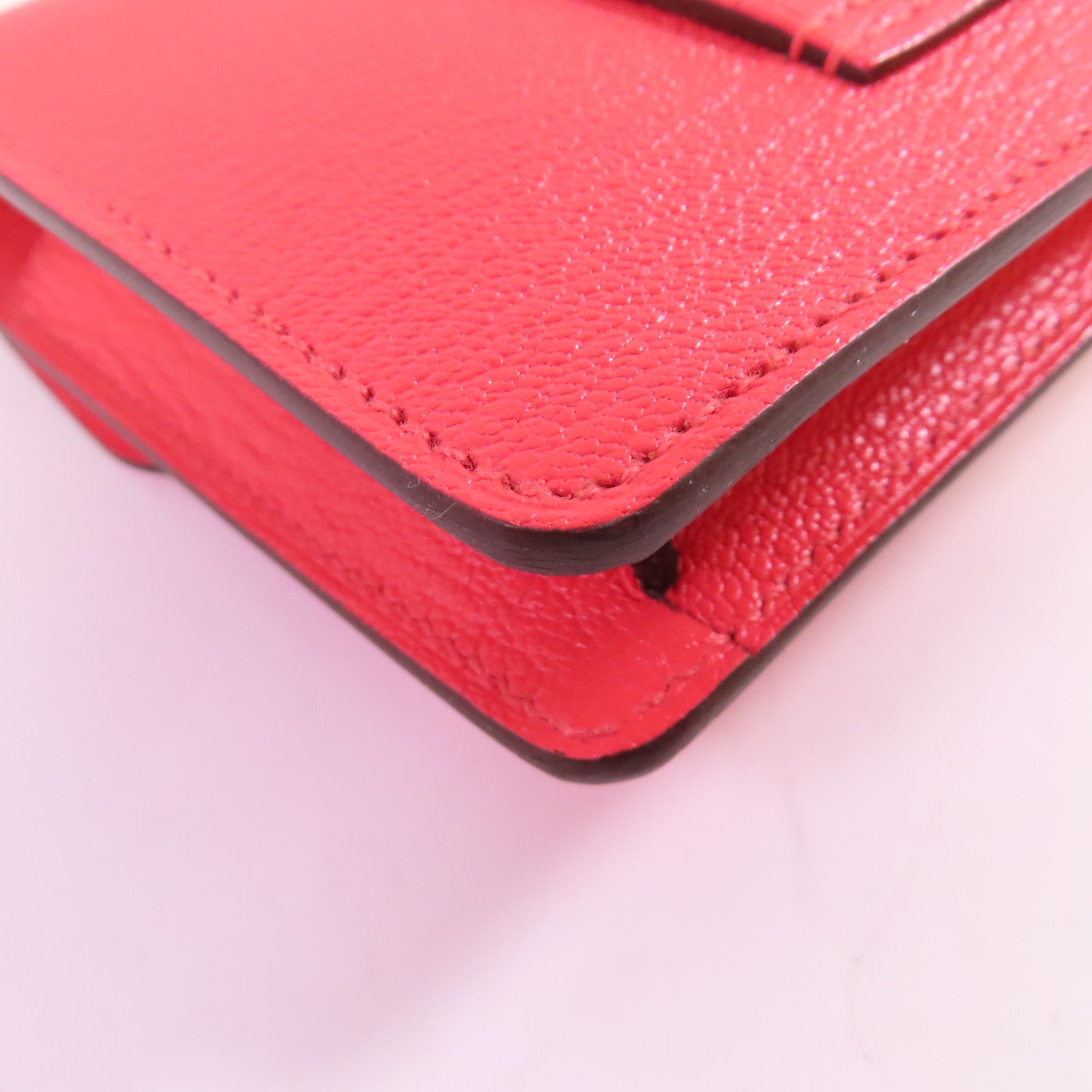 HERMES 【激減優惠】Chevre皮革Roulis Slim Wallet銀扣腰帶短錢包