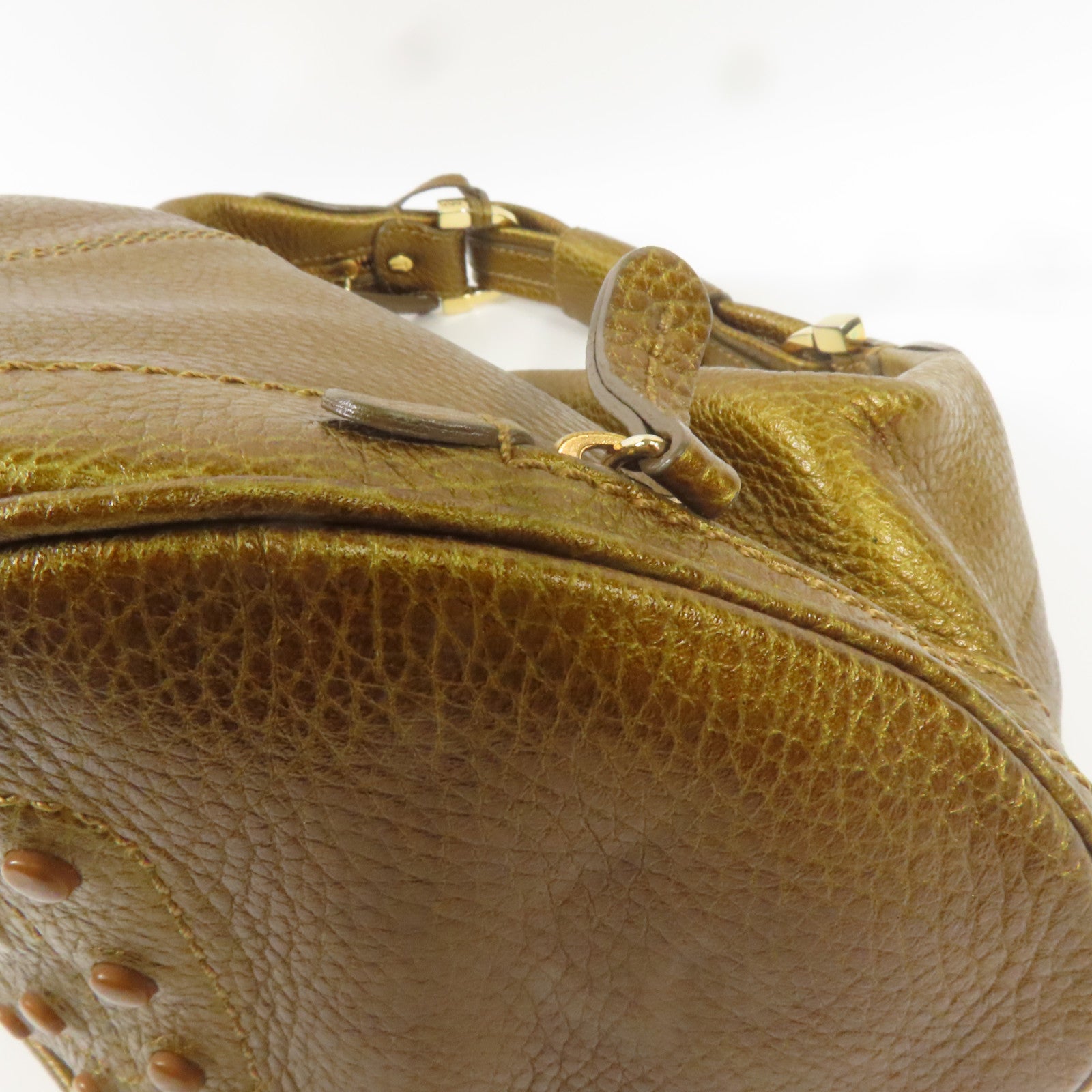 TOD'S 牛皮皮革Shoulder Bag金扣肩背袋金色