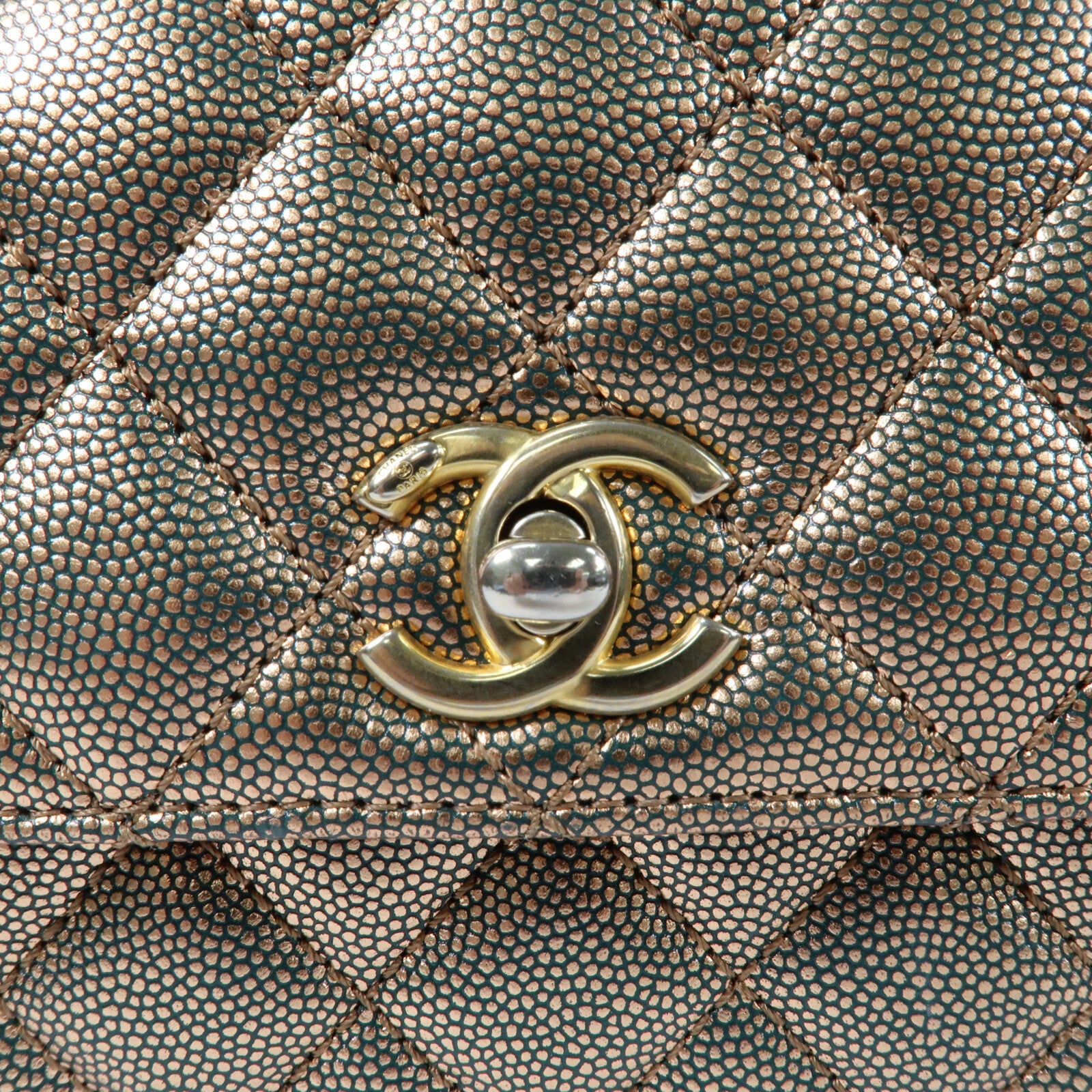CHANEL 牛皮皮革Coco Handle Small金扣鏈帶手挽肩背兩用袋