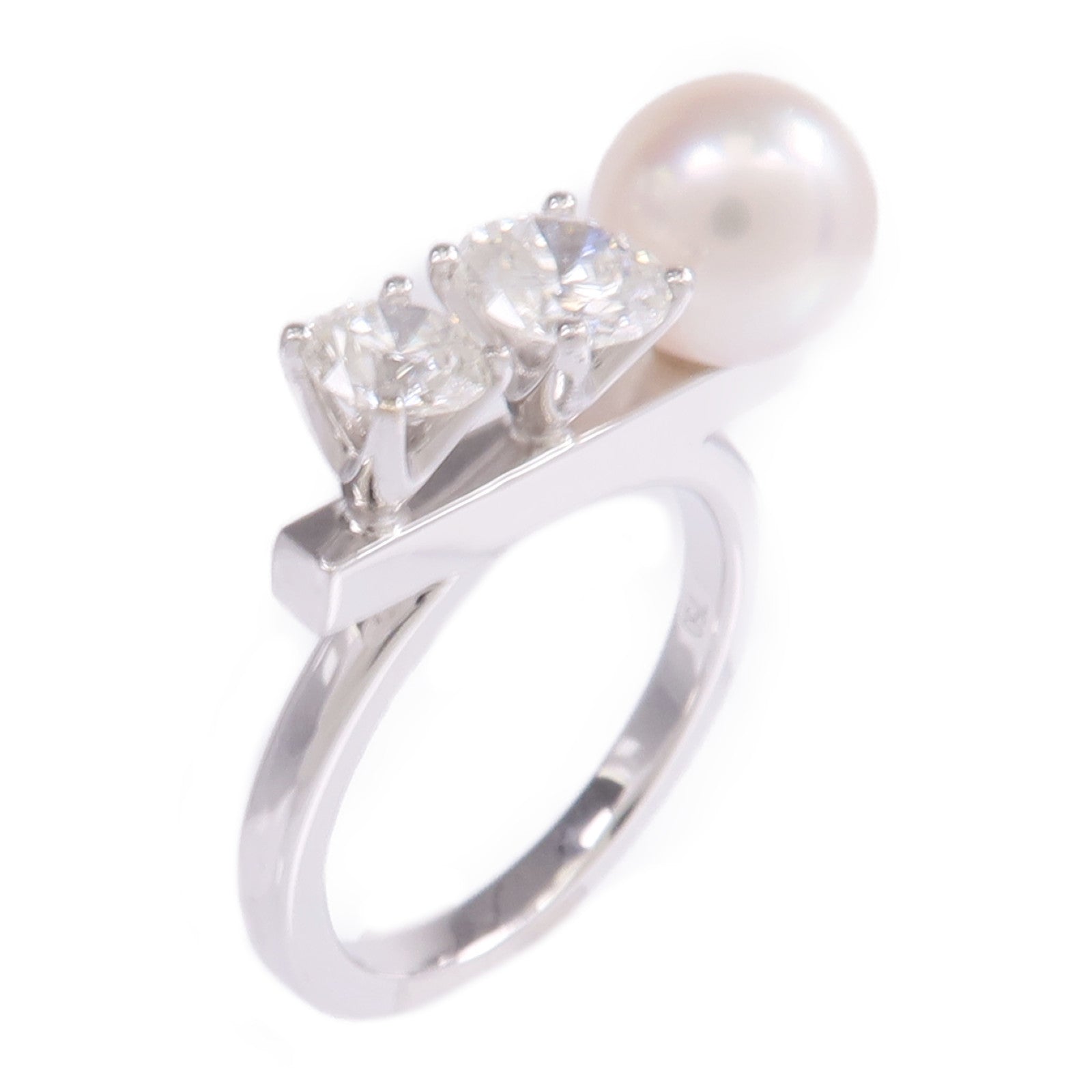 JEWELRY 【激減優惠】18K白金Pearl Diamond Ring珍珠/鑽石戒指US#6.5