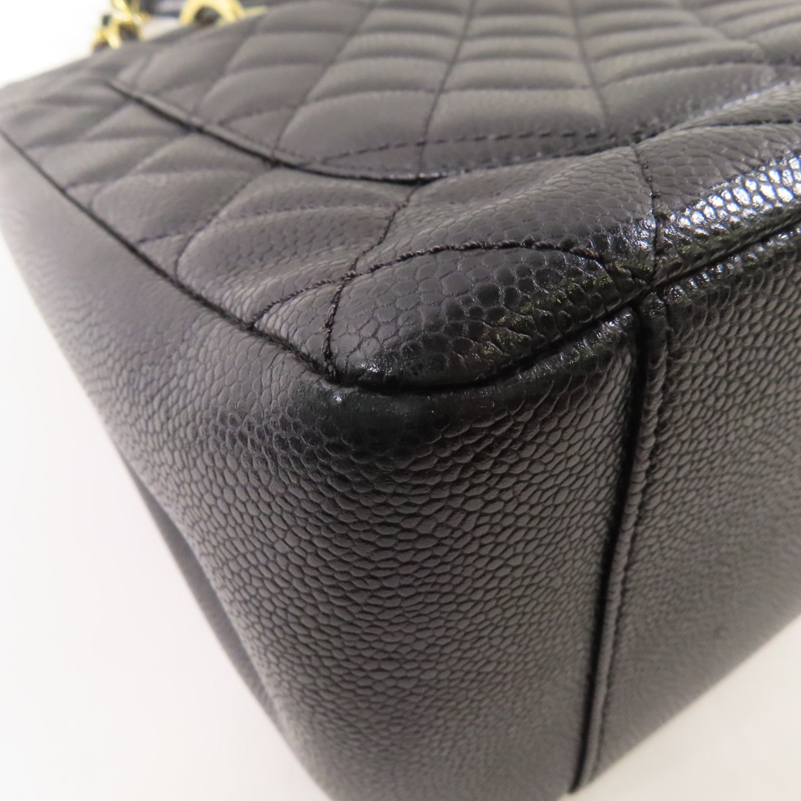 CHANEL 牛皮皮革GST Grand Shopping Tote Bag金扣鏈帶肩背袋