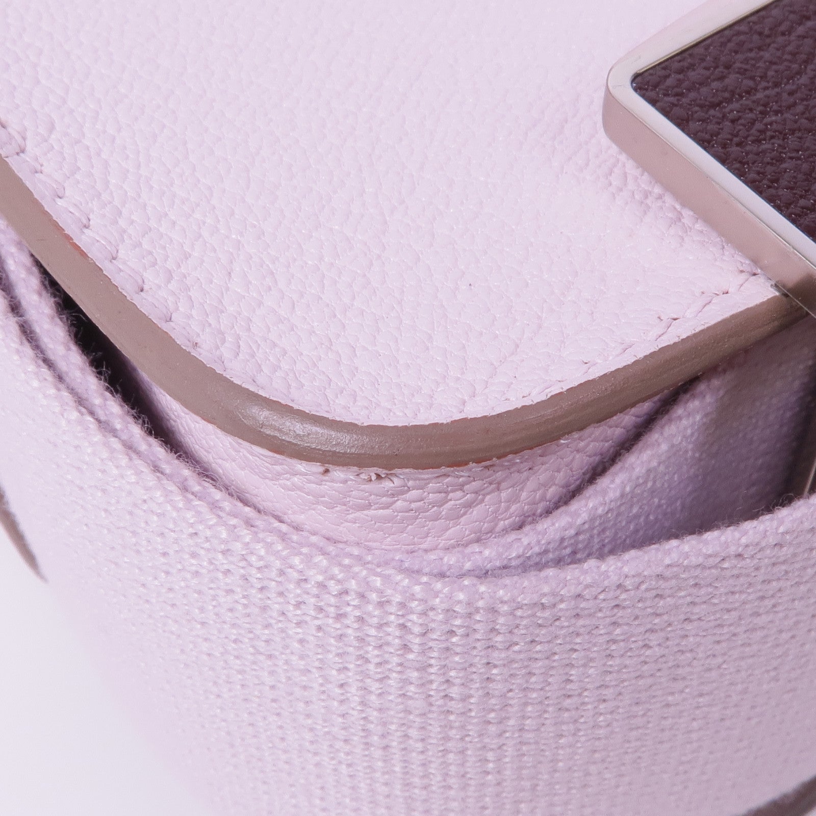 HERMES Chevre皮革Geta銀扣肩背袋Mauve Pale