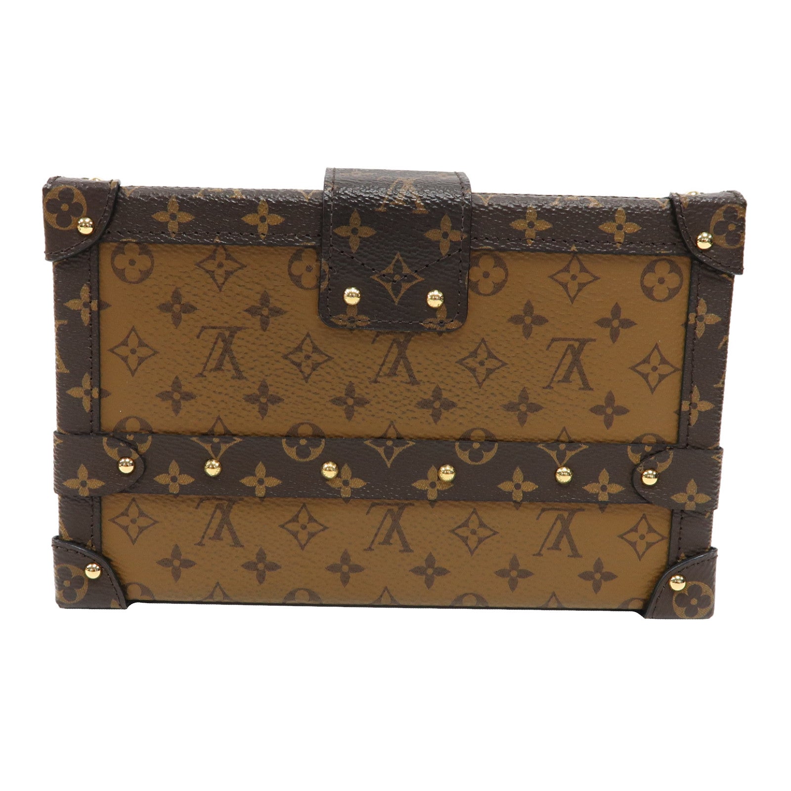 LOUIS VUITTON Monogram Reverse Petite Malle金扣肩背袋啡色