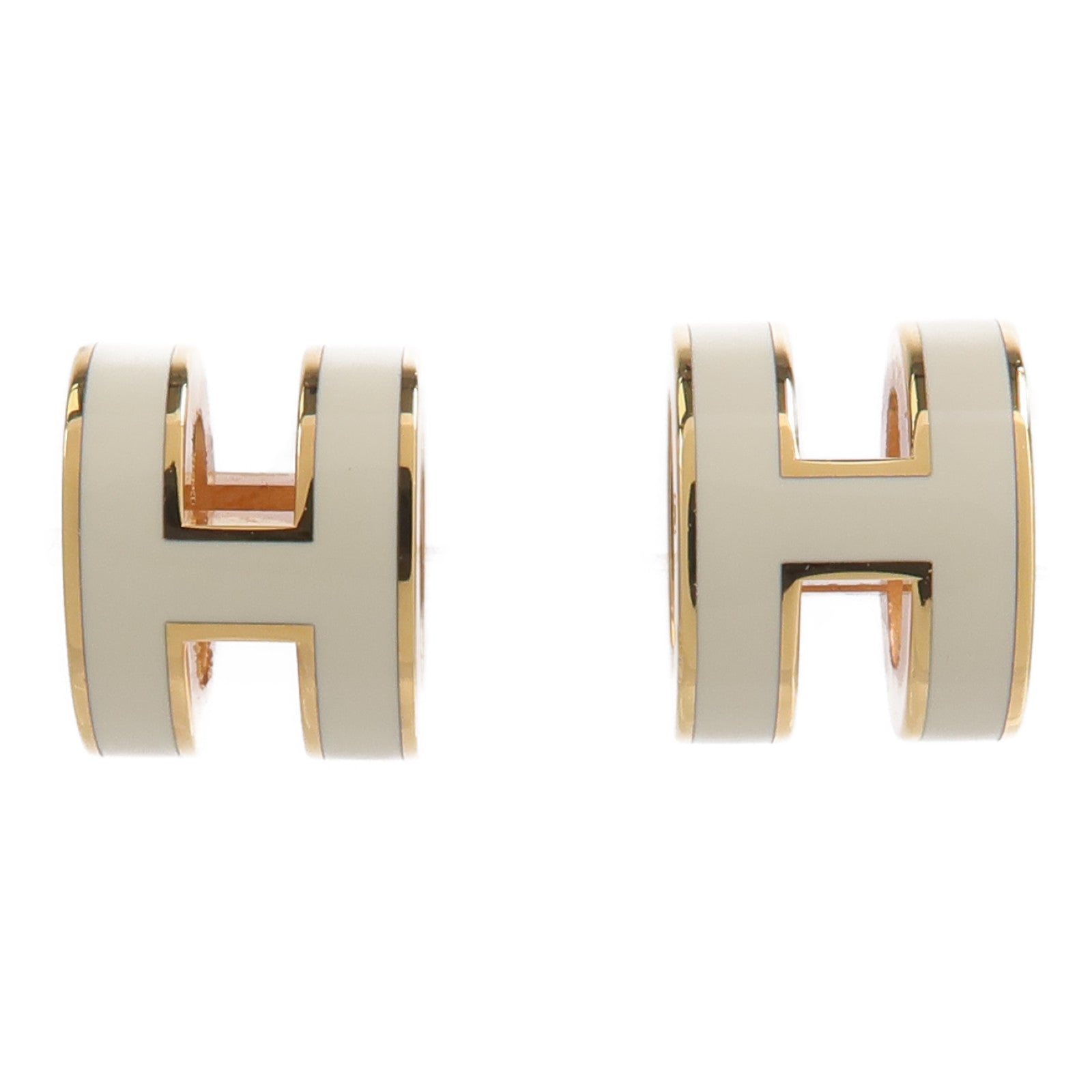 HERMES 金屬Mini Pop H Earrings耳環Blanc