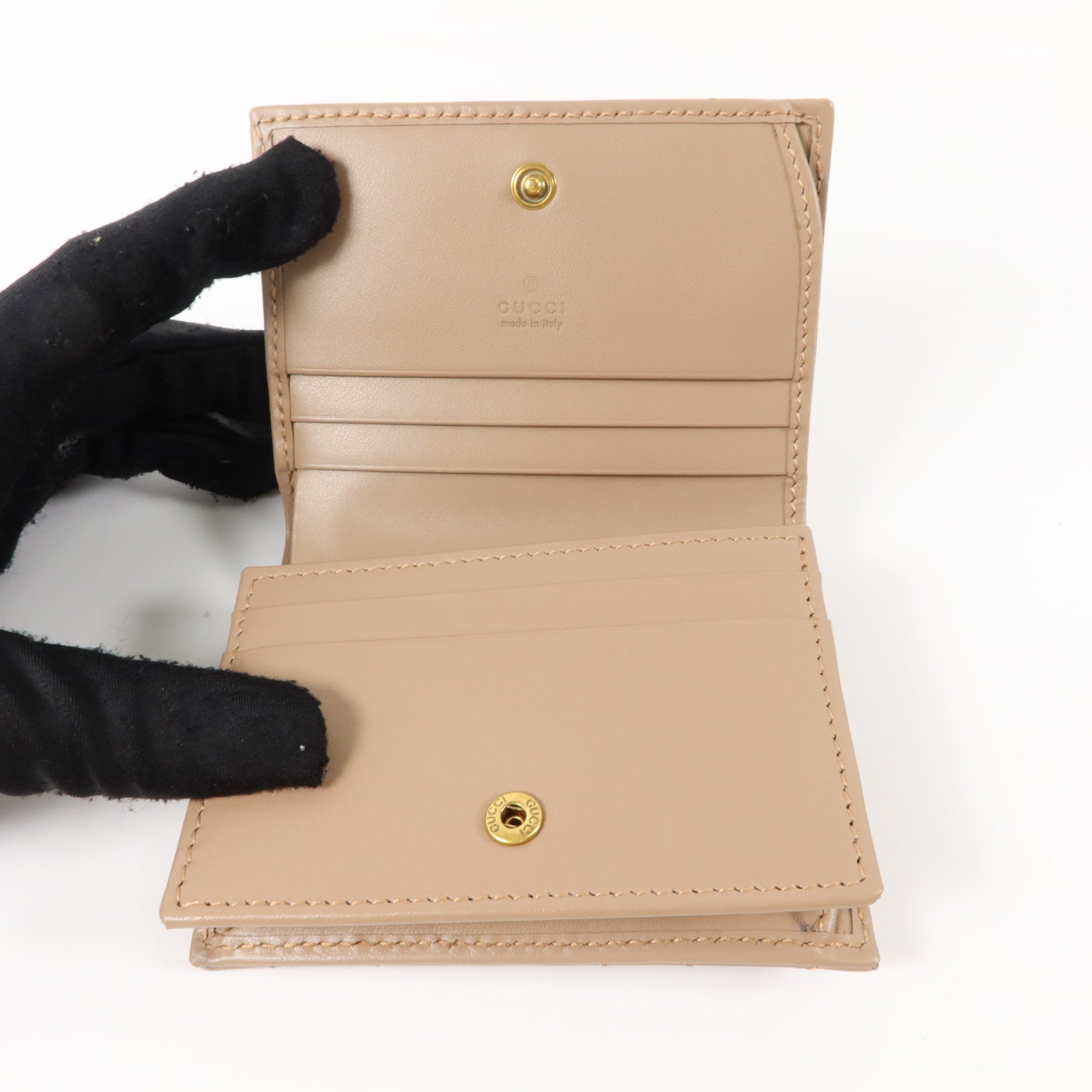 GUCCI 牛皮皮革GG Marmont Card Case Wallet金扣錢包
