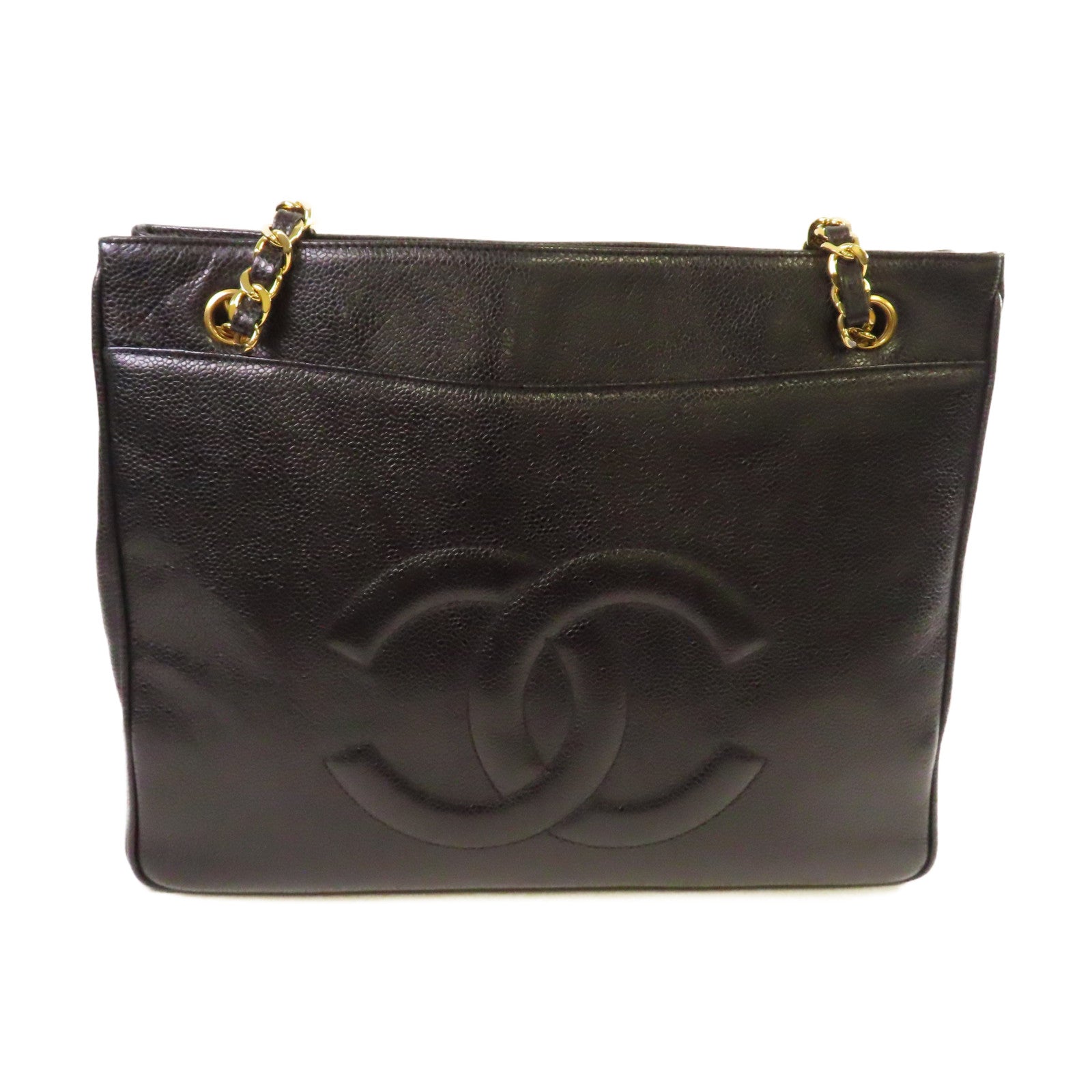 CHANEL **【激減優惠】Caviar皮革Vintage Shoulder Bag金扣鏈帶肩背袋黑色