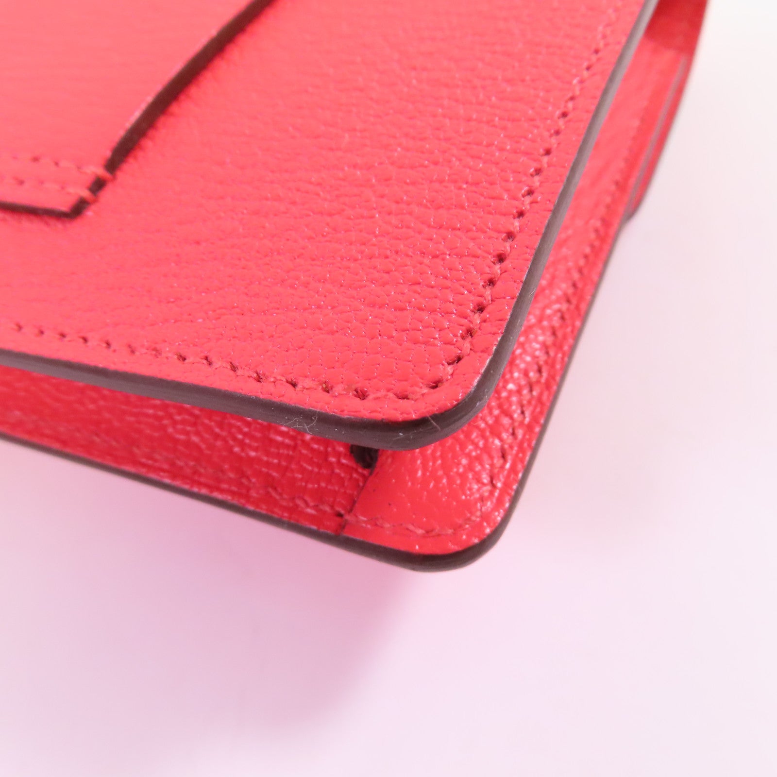 HERMES 【激減優惠】Chevre皮革Roulis Slim Wallet銀扣腰帶短錢包