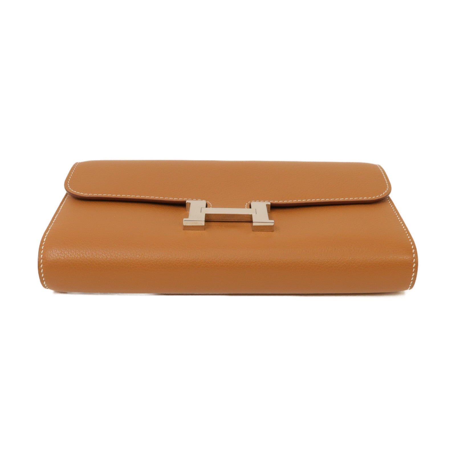 HERMES Evercolor皮革Constance To Go Shoulder Bag銀扣肩背袋經典駝色