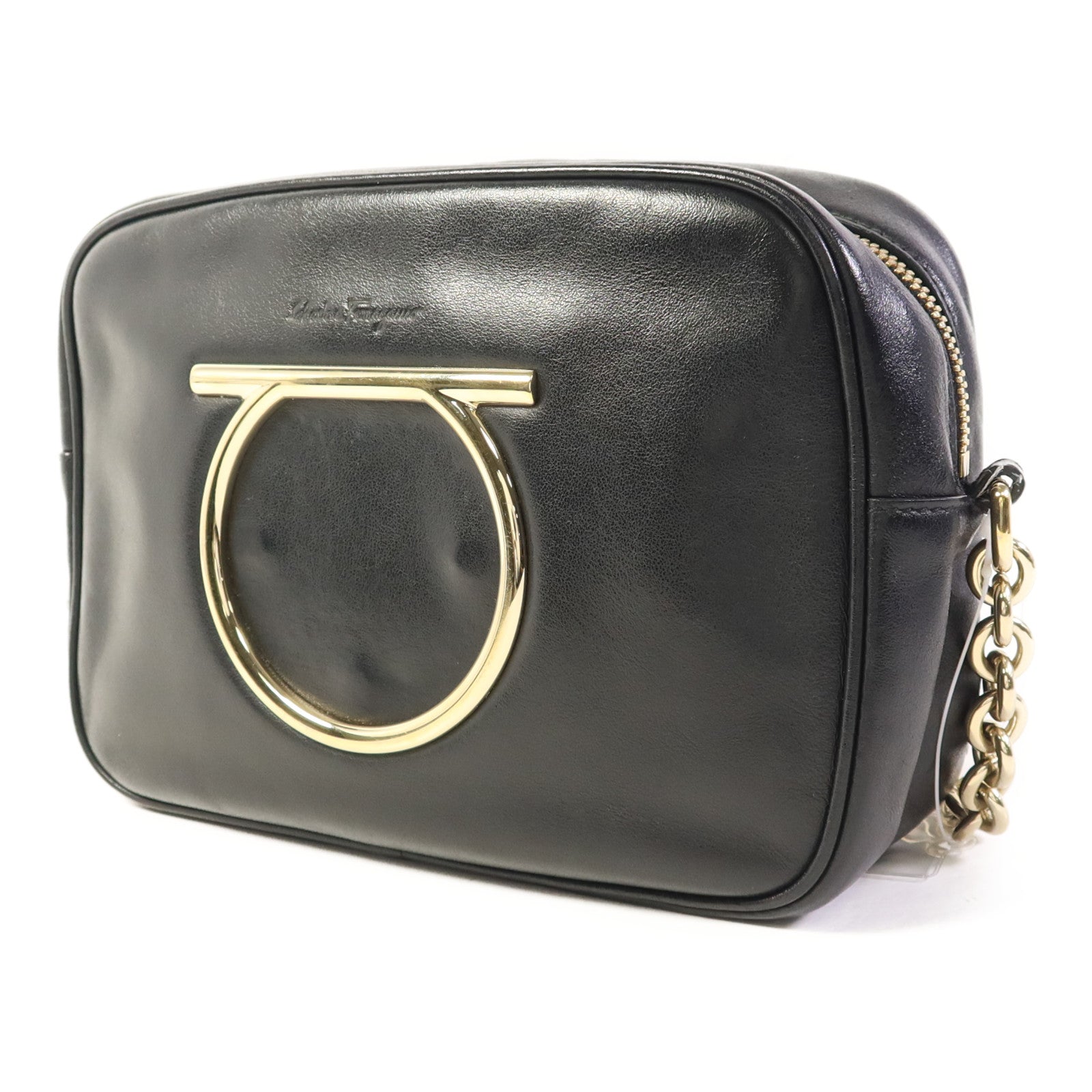 Salvatore Ferragamo 【激減優惠】牛皮皮革Gancini Camera Bag金扣肩背袋