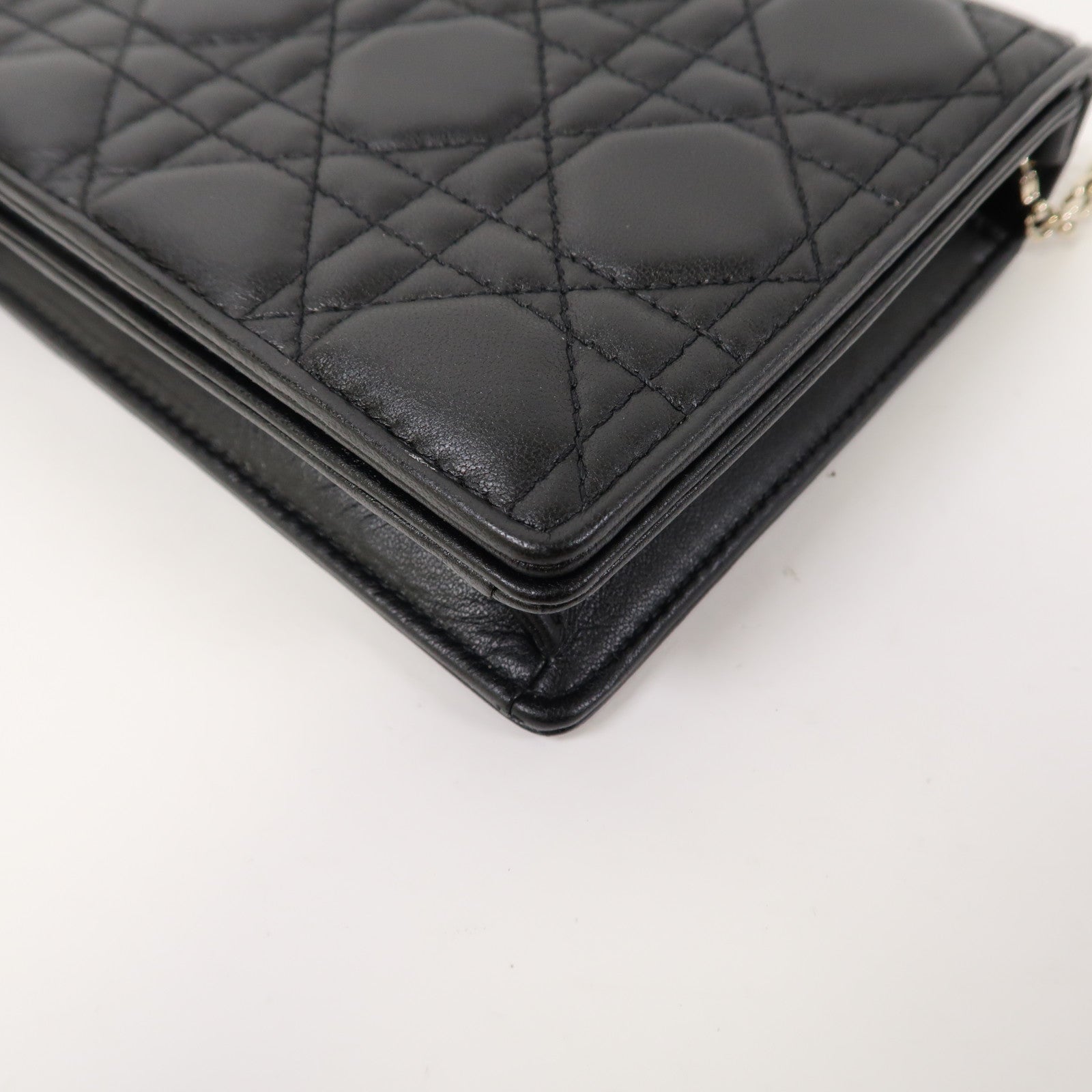Dior 牛皮皮革Chain Shoulder金扣鏈帶肩背袋黑色