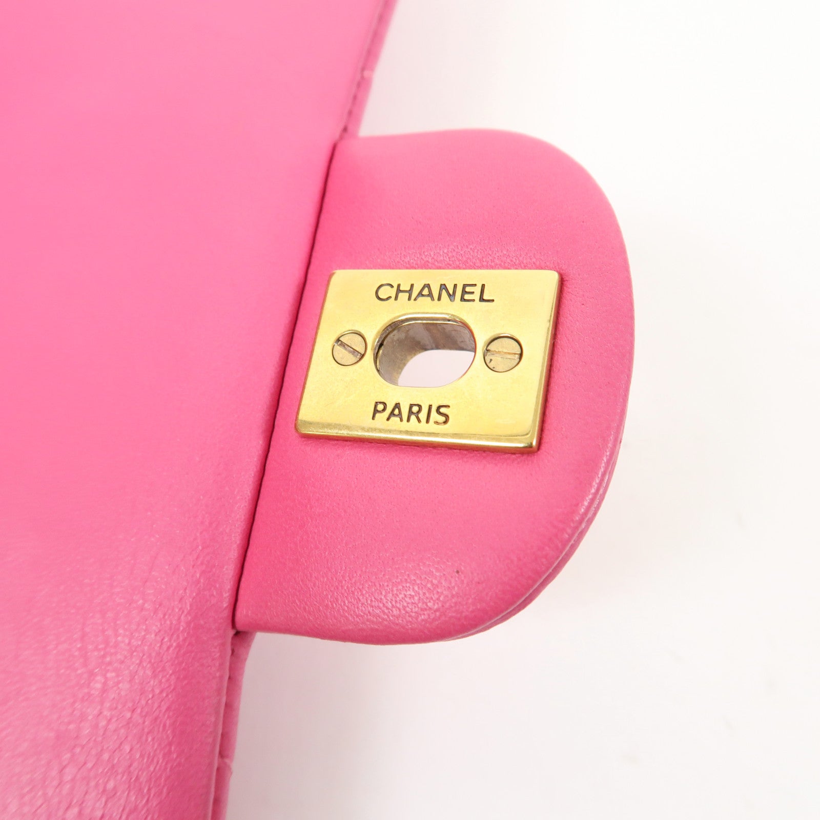 CHANEL 【激減優惠】斜紋皮革Classic Flap 25cm金扣鏈帶肩背袋粉紅色