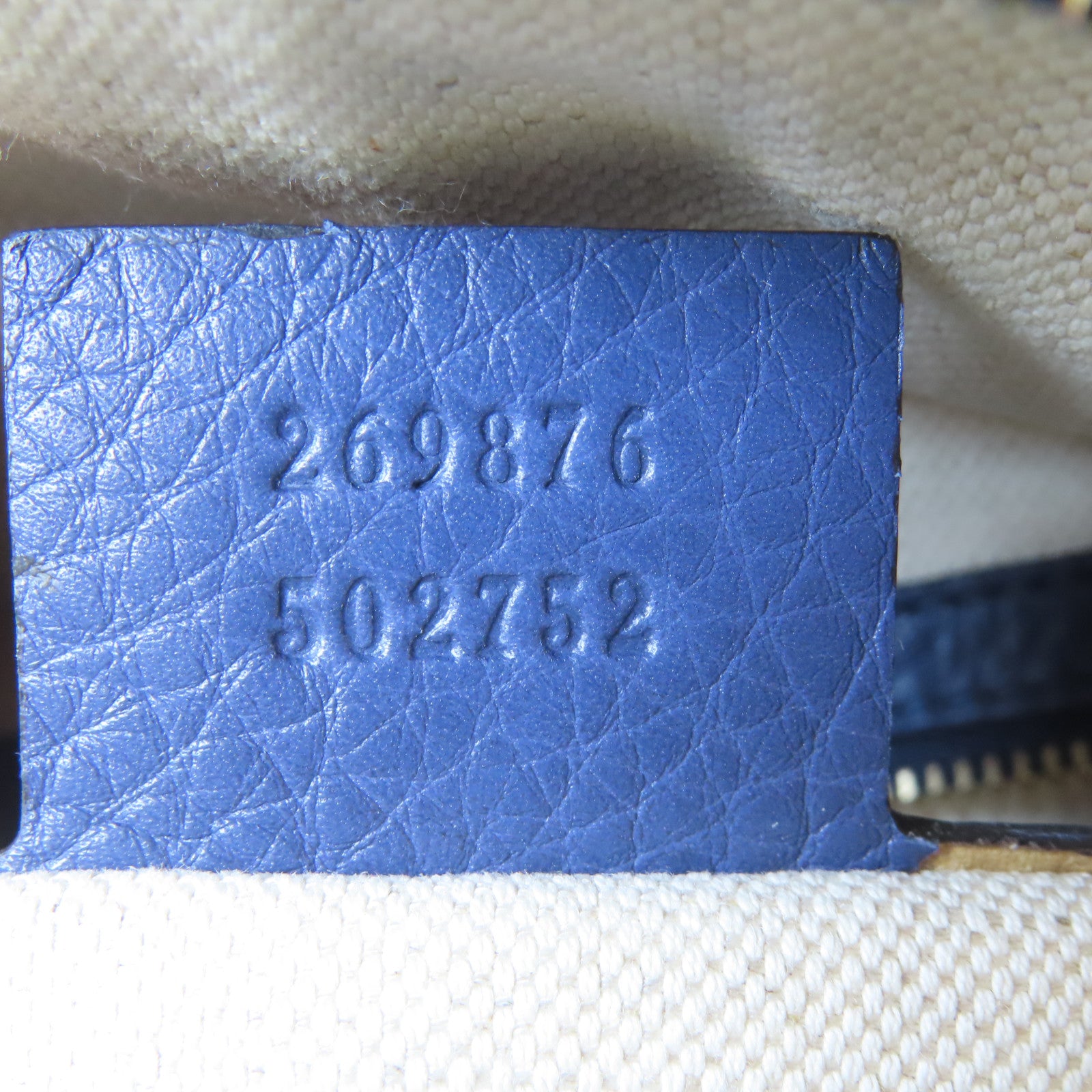 GUCCI 帆布Boston Handbag金扣手挽肩背兩用袋啡色/藍色