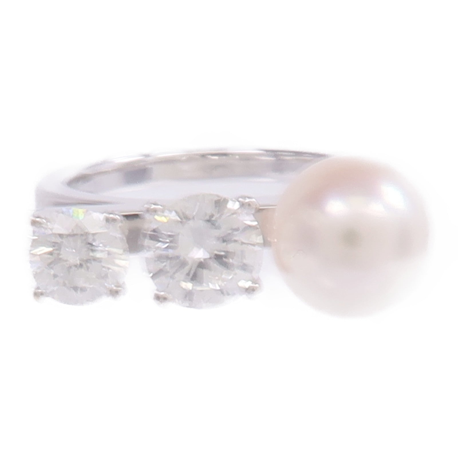 JEWELRY 【激減優惠】18K白金Pearl Diamond Ring珍珠/鑽石戒指US#6.5