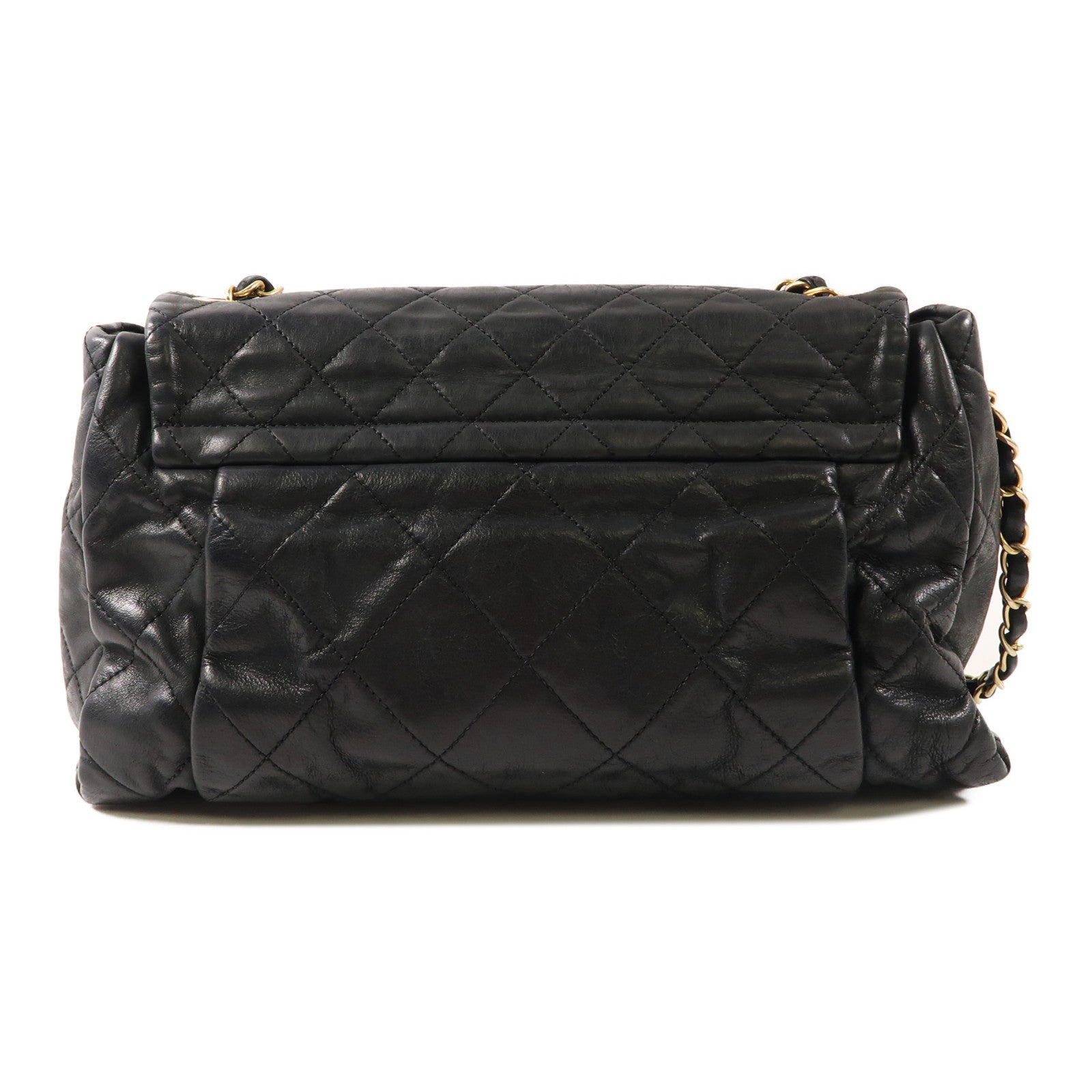 CHANEL 皮革Chain Shoulder Bag金扣鏈帶肩背袋黑色