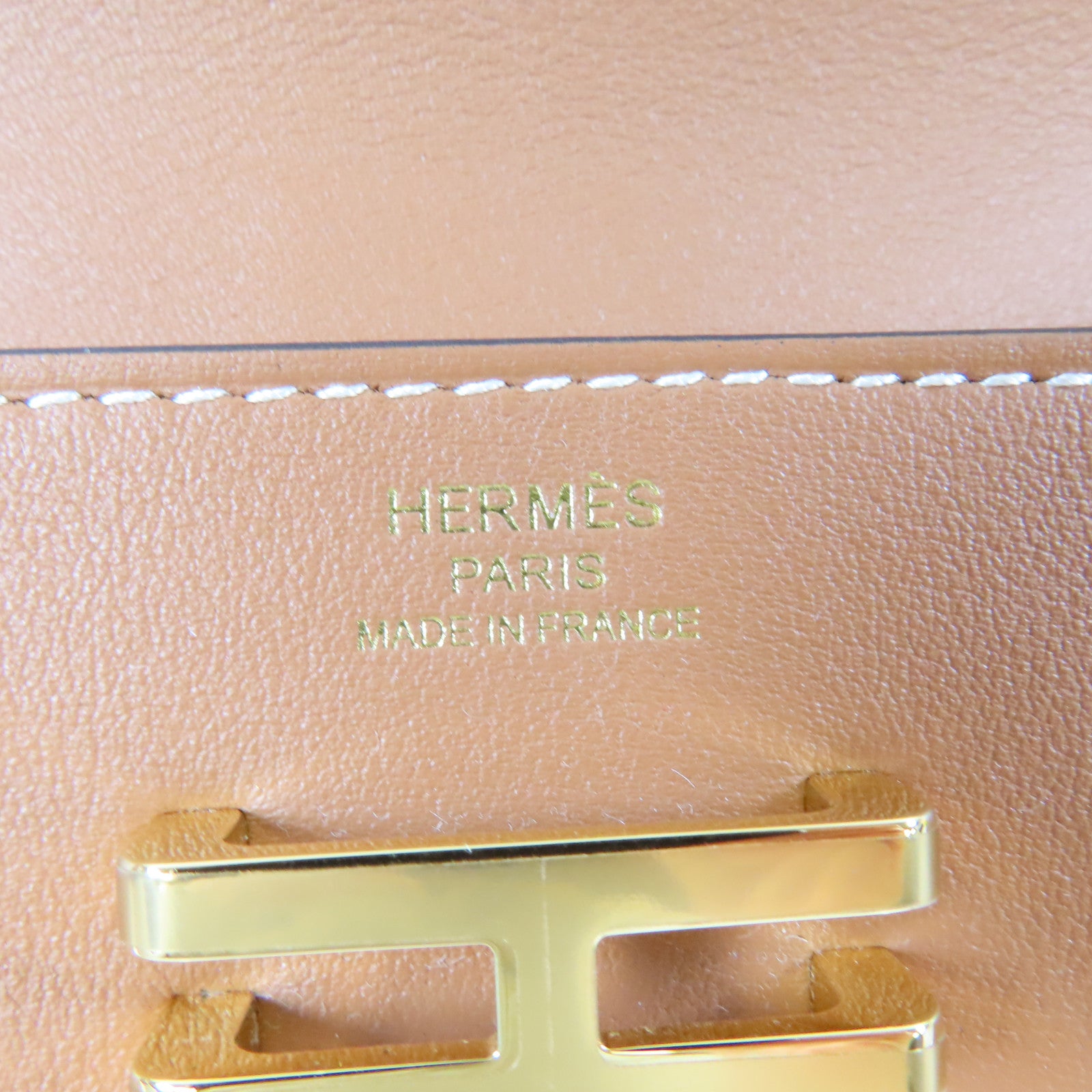 HERMES 【激減優惠】Swift皮革Elan Pocket 24 Belt金扣皮帶金色/經典駝色