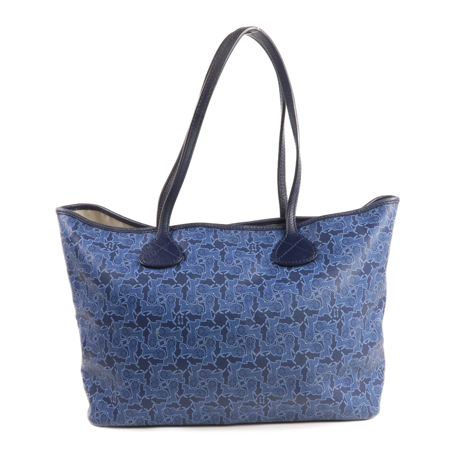 CELINE 塗層帆布Tote Bag銀扣手挽袋