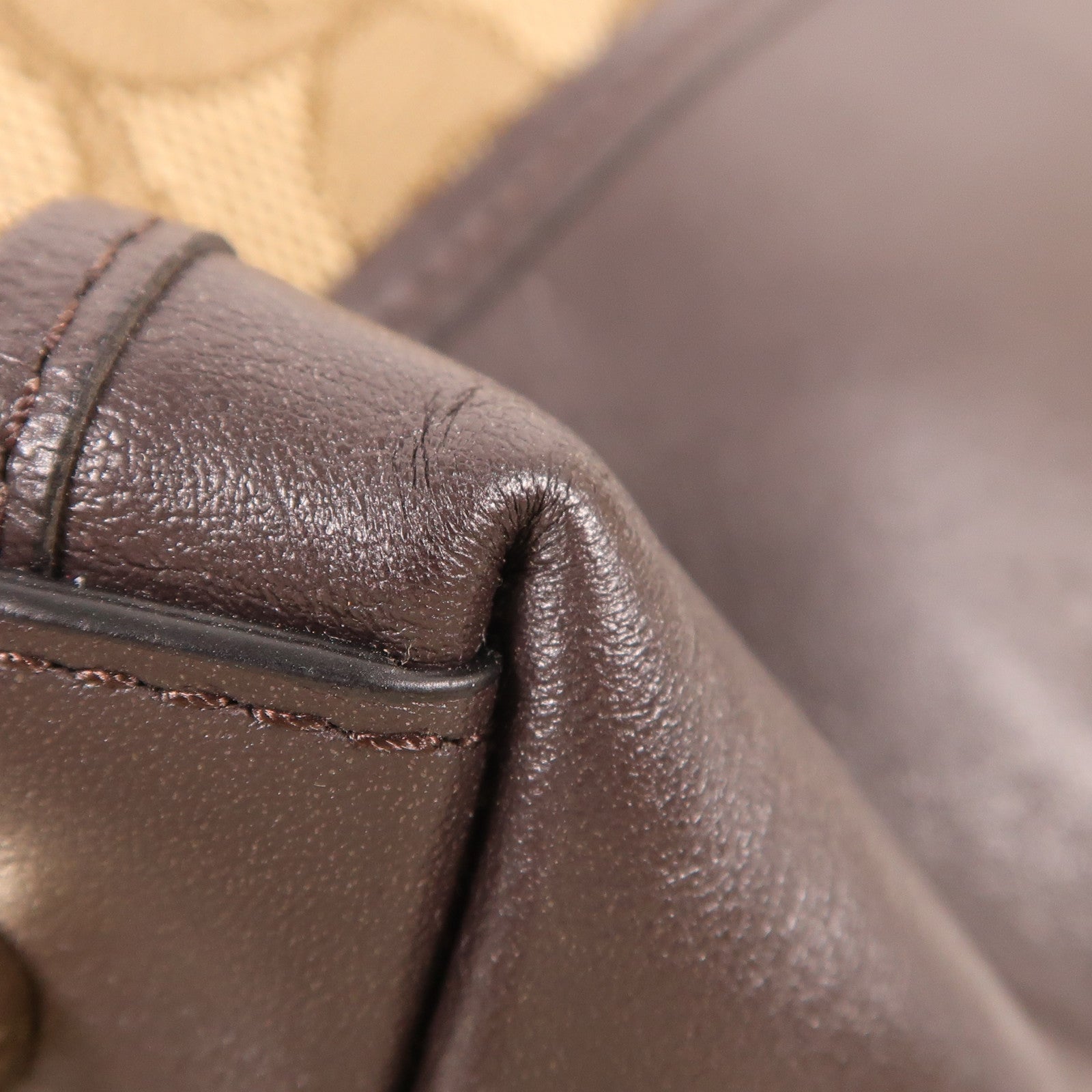 COACH 帆布Shoulder Bag金扣肩背袋棕色