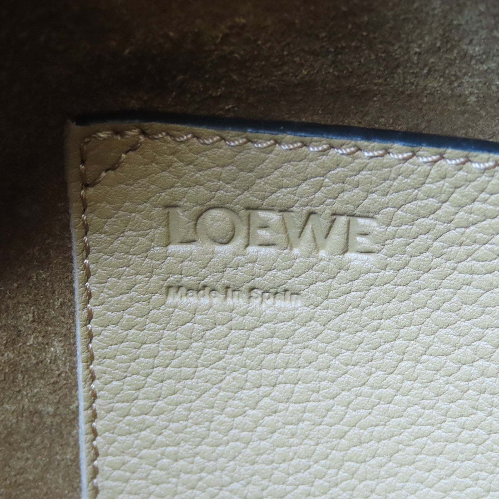 LOEWE 牛皮皮革Balloon Bag銀扣手挽肩背兩用袋啡色