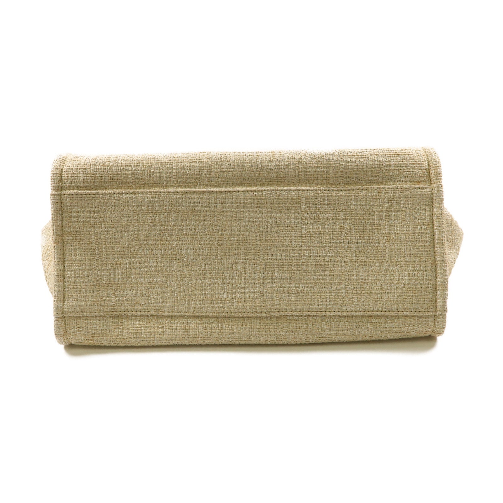 CHANEL 帆布Deauville Tote金扣手挽肩背兩用袋米色
