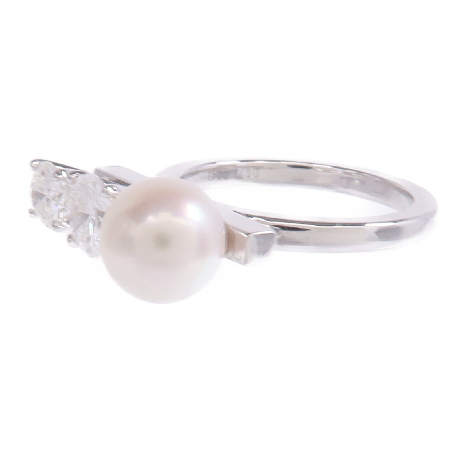 JEWELRY 【激減優惠】18K白金Pearl Diamond Ring珍珠/鑽石戒指US#6.5